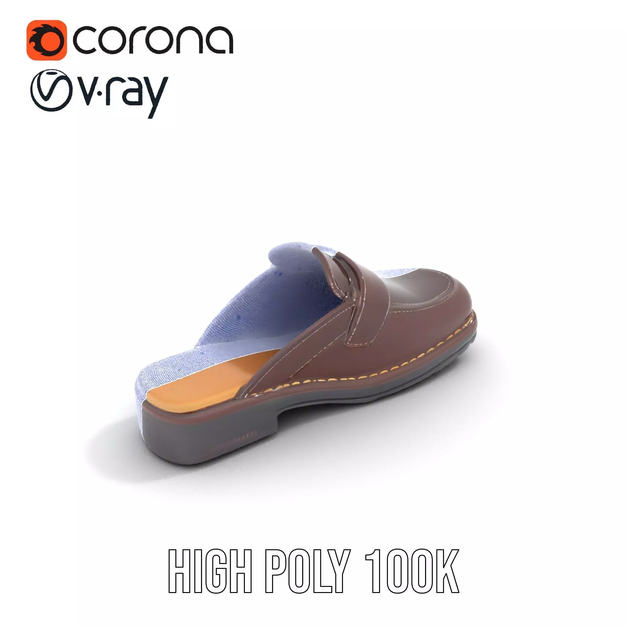 Stylish Brown Loafer model pack Low-poly 3D model_33