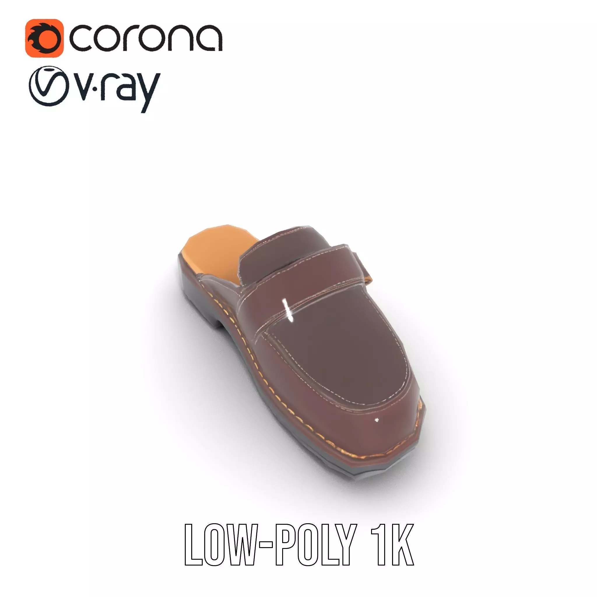 Stylish Brown Loafer model pack Low-poly 3D model_19