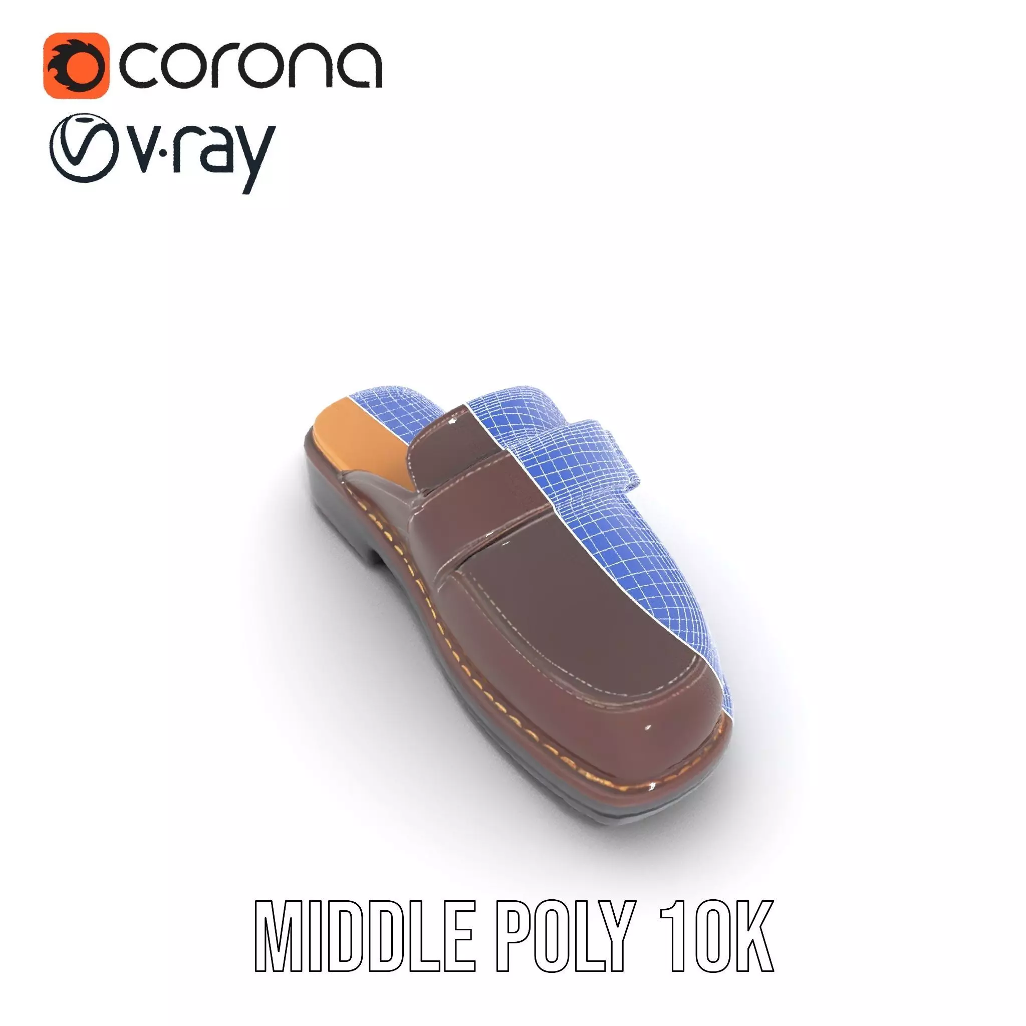 Stylish Brown Loafer model pack Low-poly 3D model_6
