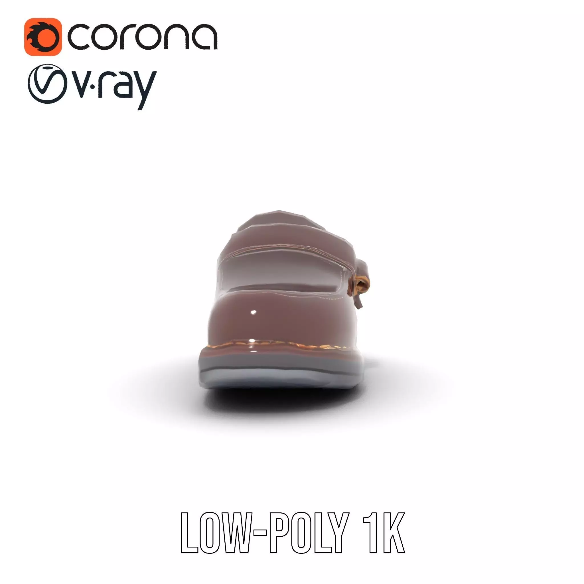 Stylish Brown Loafer model pack Low-poly 3D model_12