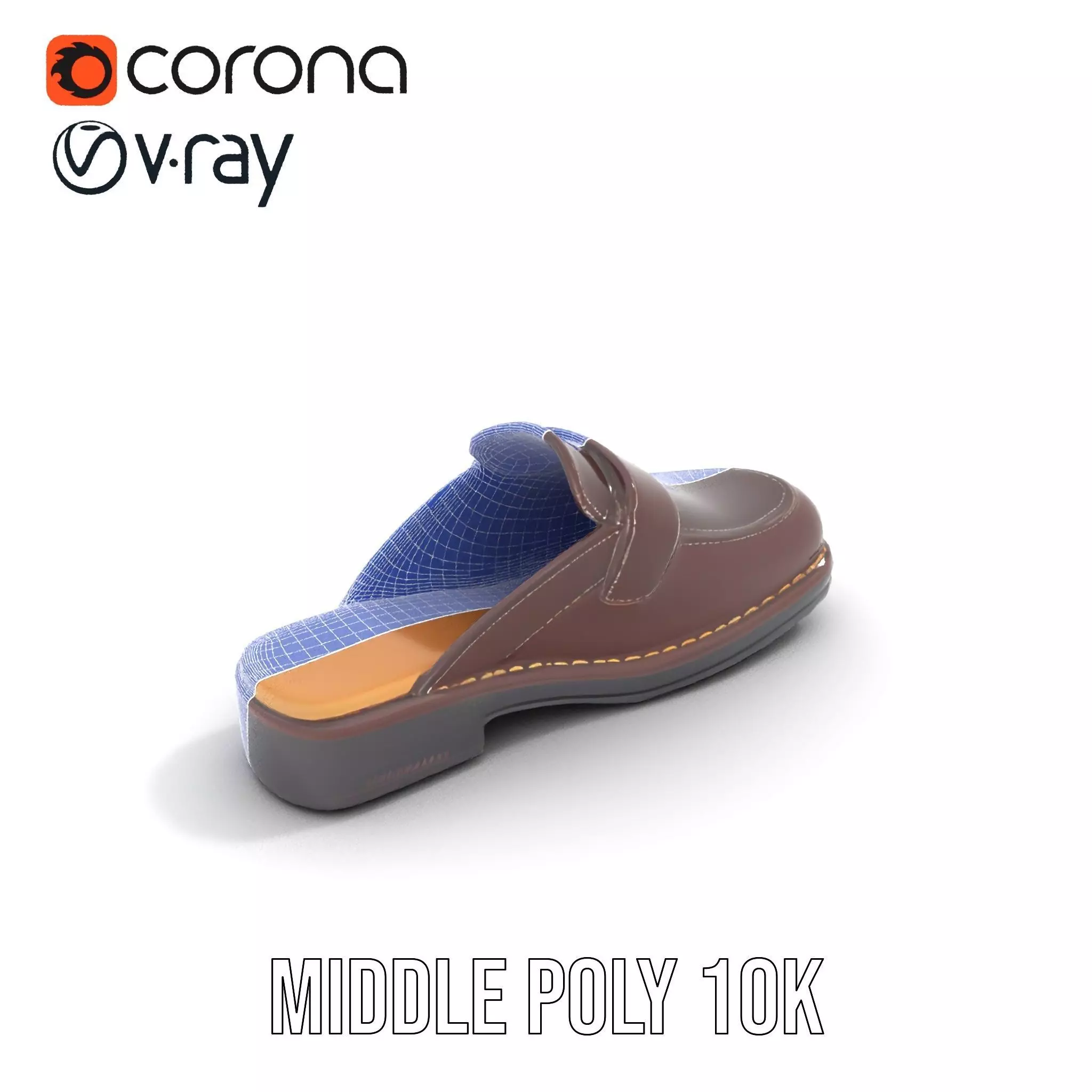 Stylish Brown Loafer model pack Low-poly 3D model_21