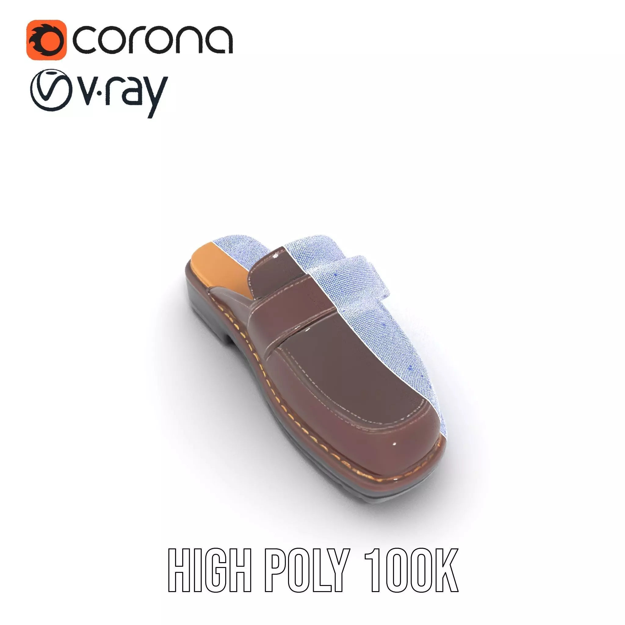 Stylish Brown Loafer model pack Low-poly 3D model_32