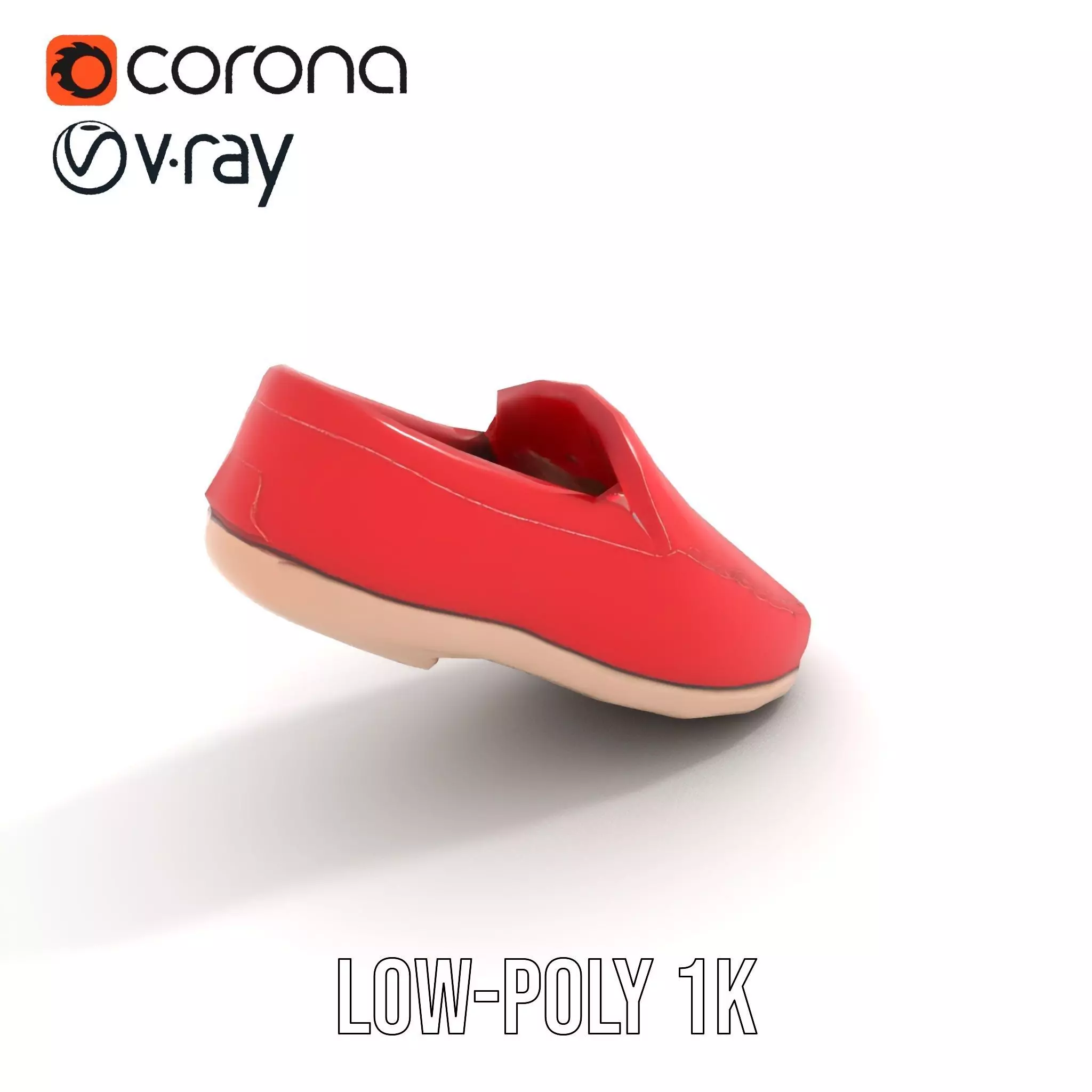Vibrant Red Loafer model pack Low-poly 3D model_12