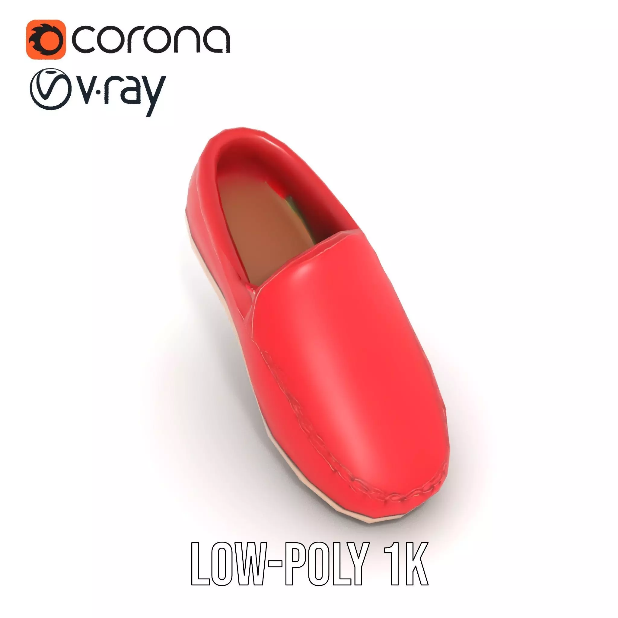 Vibrant Red Loafer model pack Low-poly 3D model_7