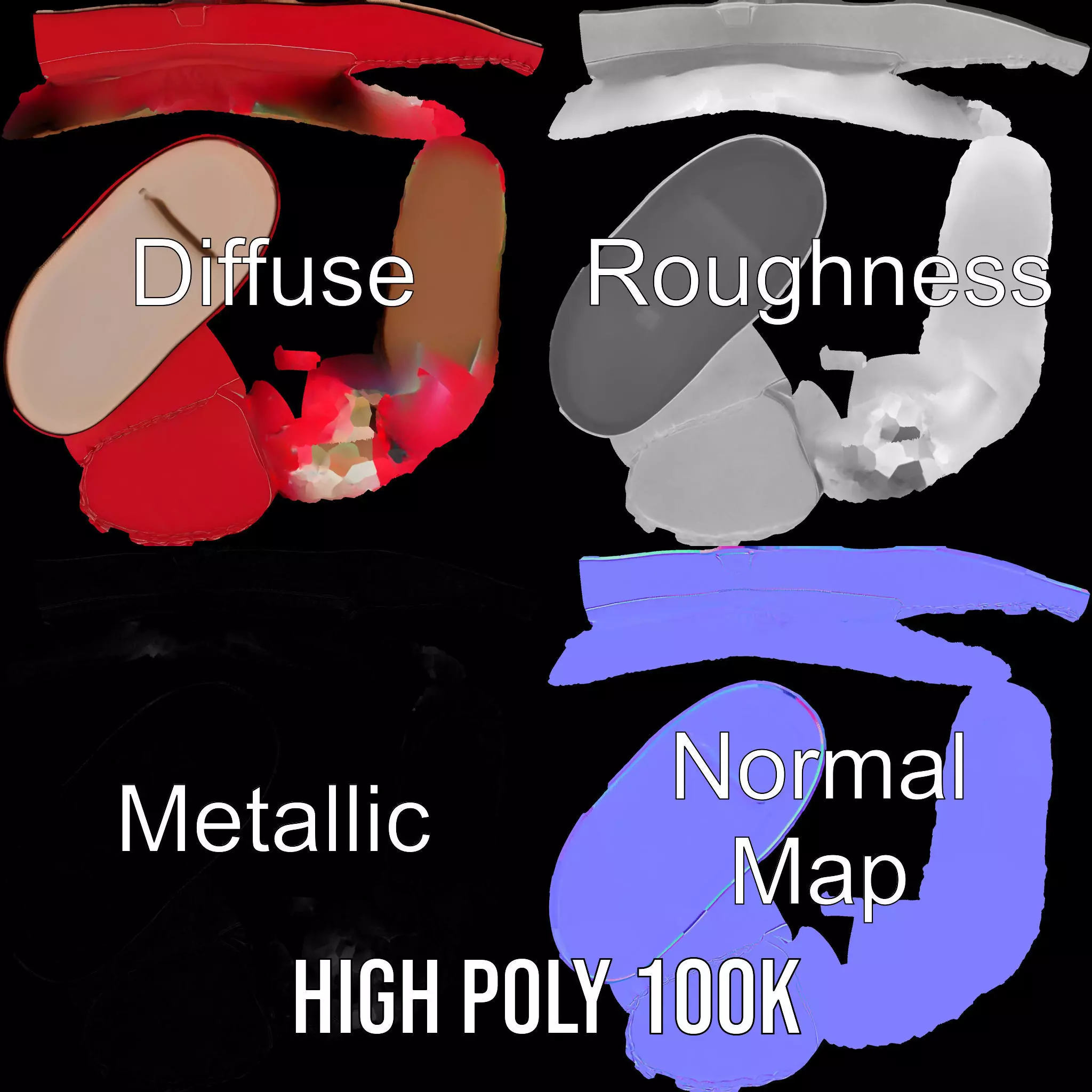 Vibrant Red Loafer model pack Low-poly 3D model_3