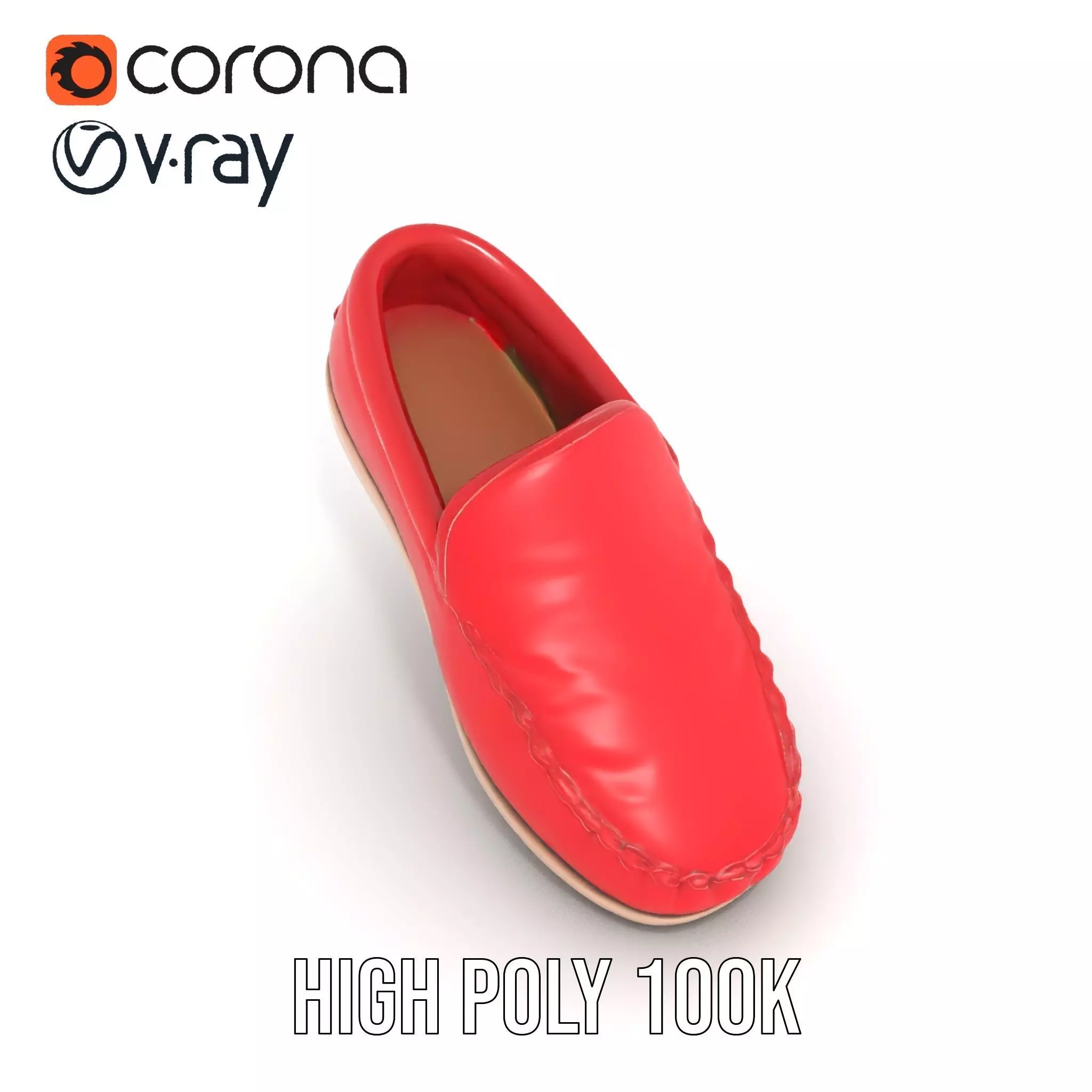Vibrant Red Loafer model pack Low-poly 3D model_20