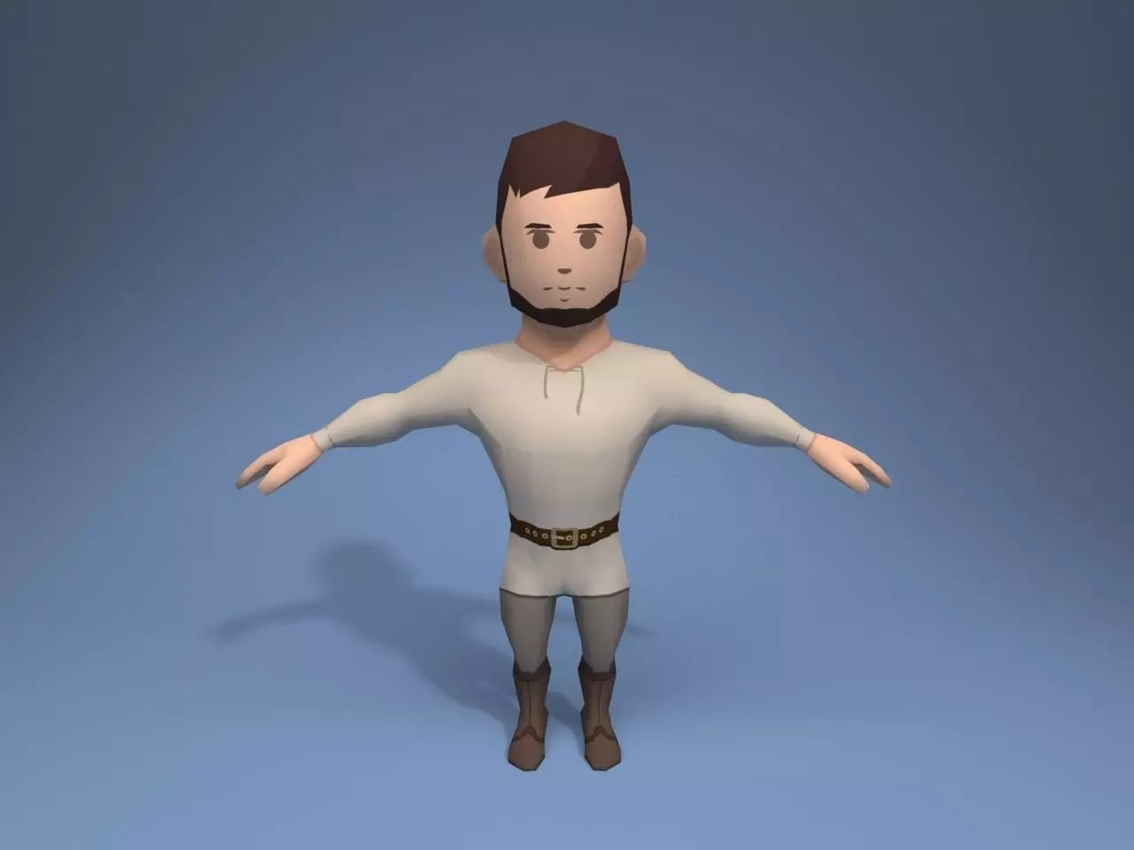 Medieval character slave 1 Low-poly 3D model_0