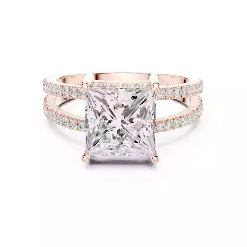 3CT Princess Cut Diamond Hidden Halo Split Shank Ring File Video