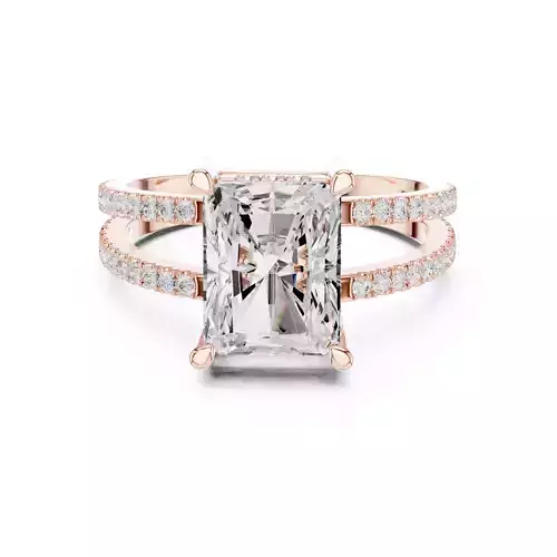 3CT Radiant Cut Hidden Halo Diamond Split Shank Ring File Video