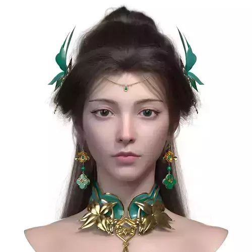 Chinese Girl AsianGirl Head 3D model 