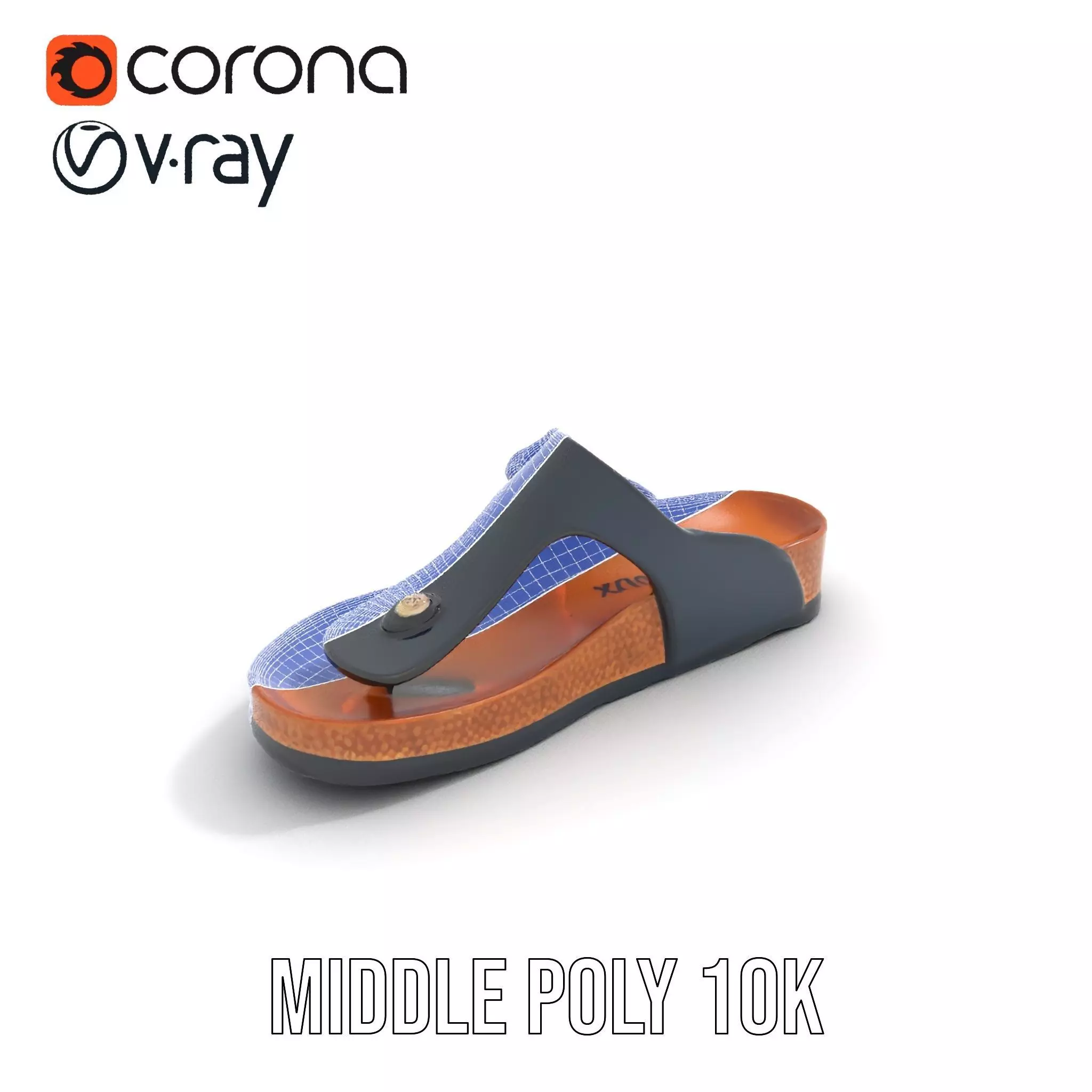 Navy Cork Sandal model pack Low-poly 3D model_21