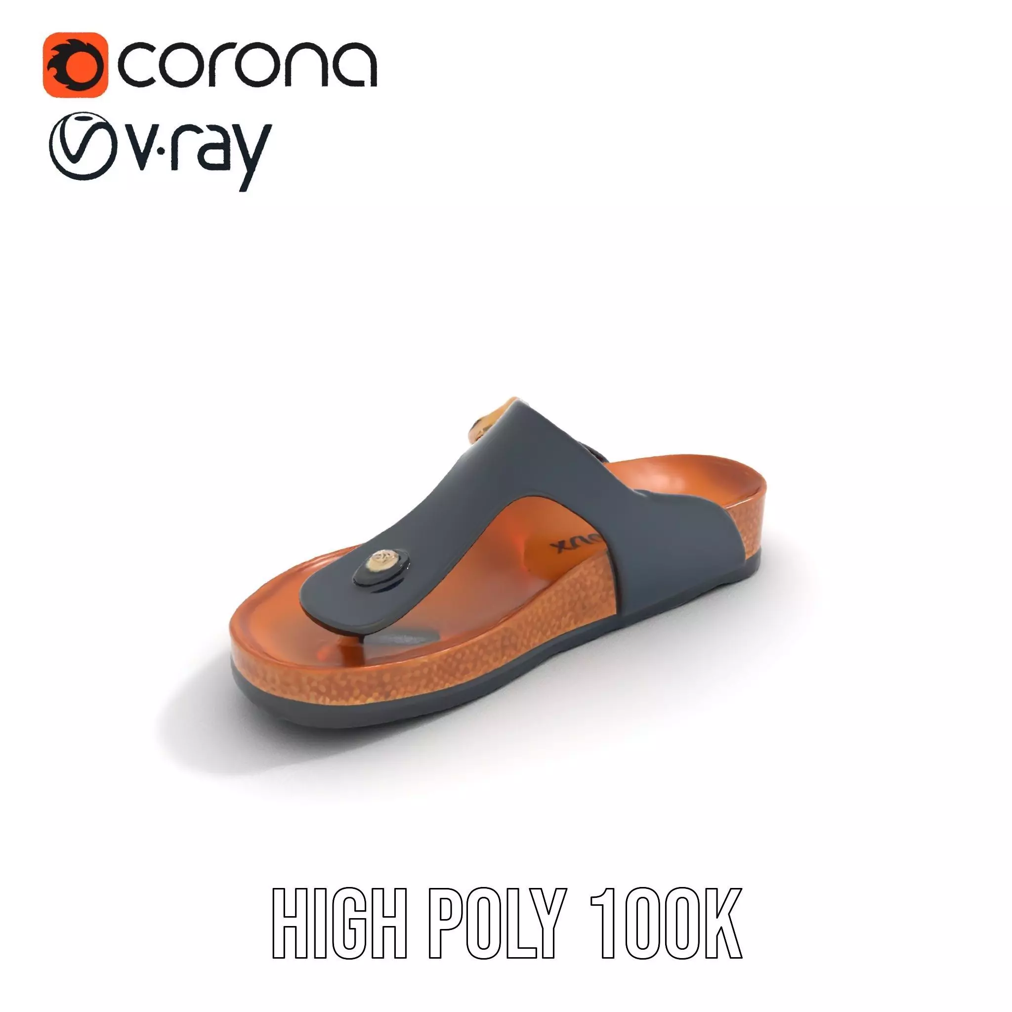 Navy Cork Sandal model pack Low-poly 3D model_15