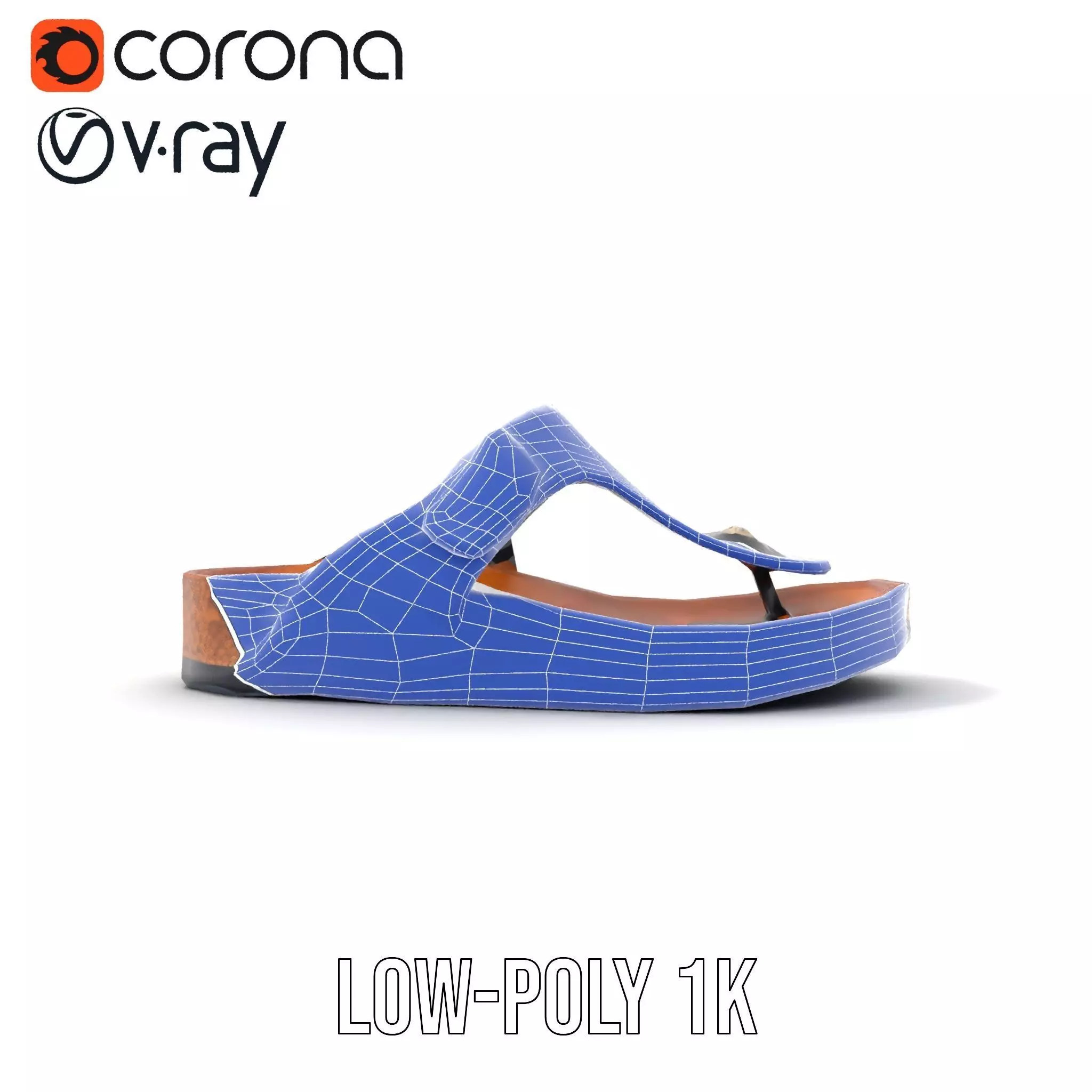 Navy Cork Sandal model pack Low-poly 3D model_31