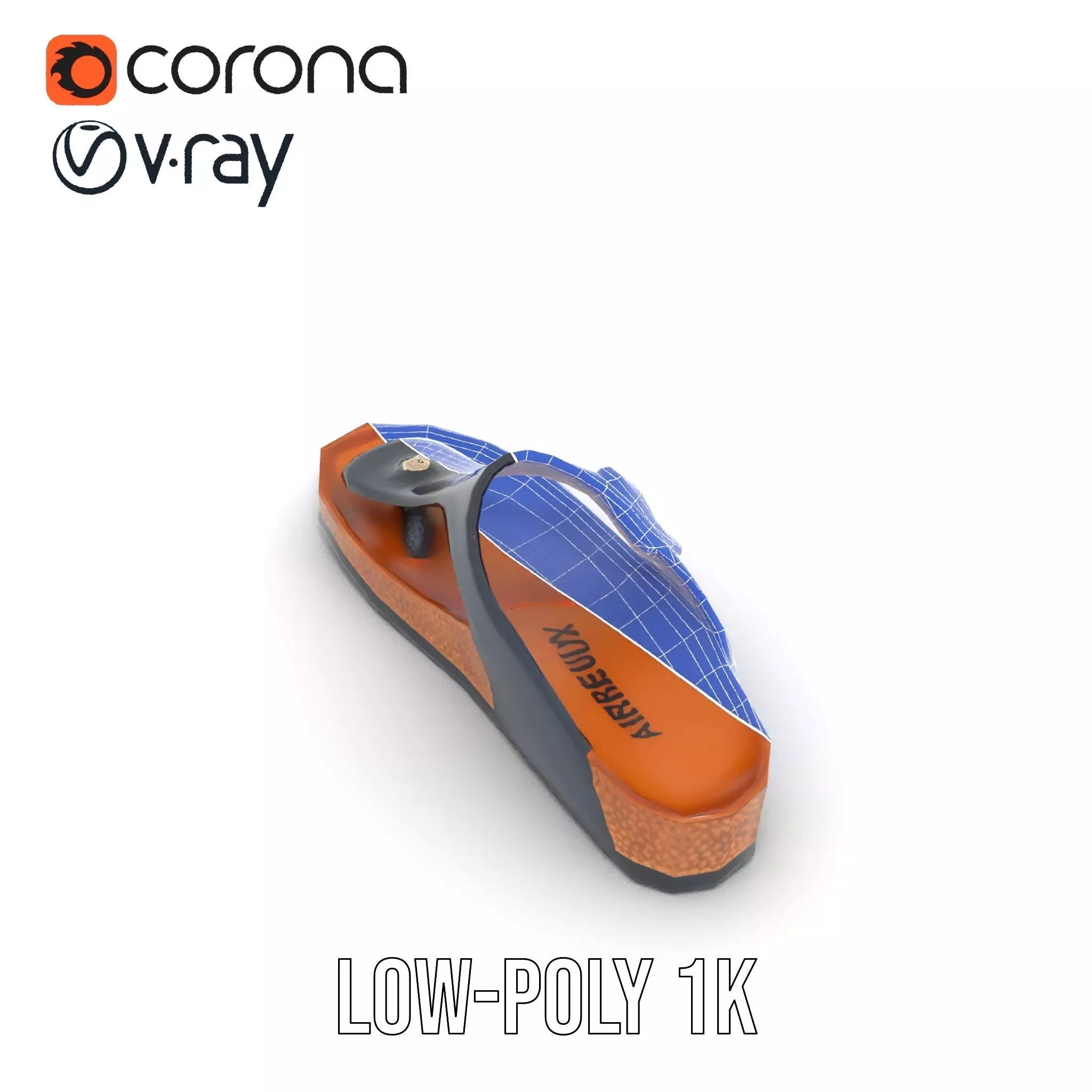 Navy Cork Sandal model pack Low-poly 3D model_22