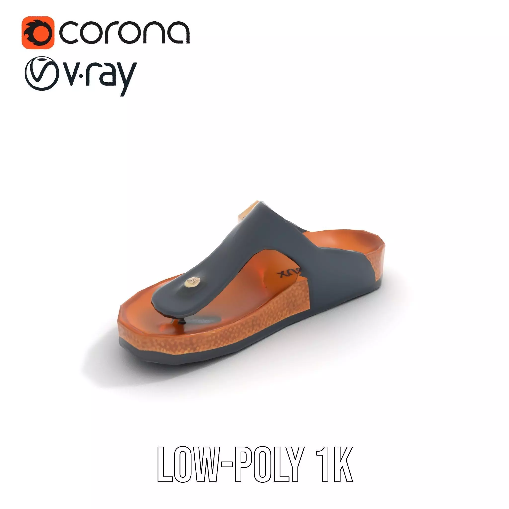 Navy Cork Sandal model pack Low-poly 3D model_12