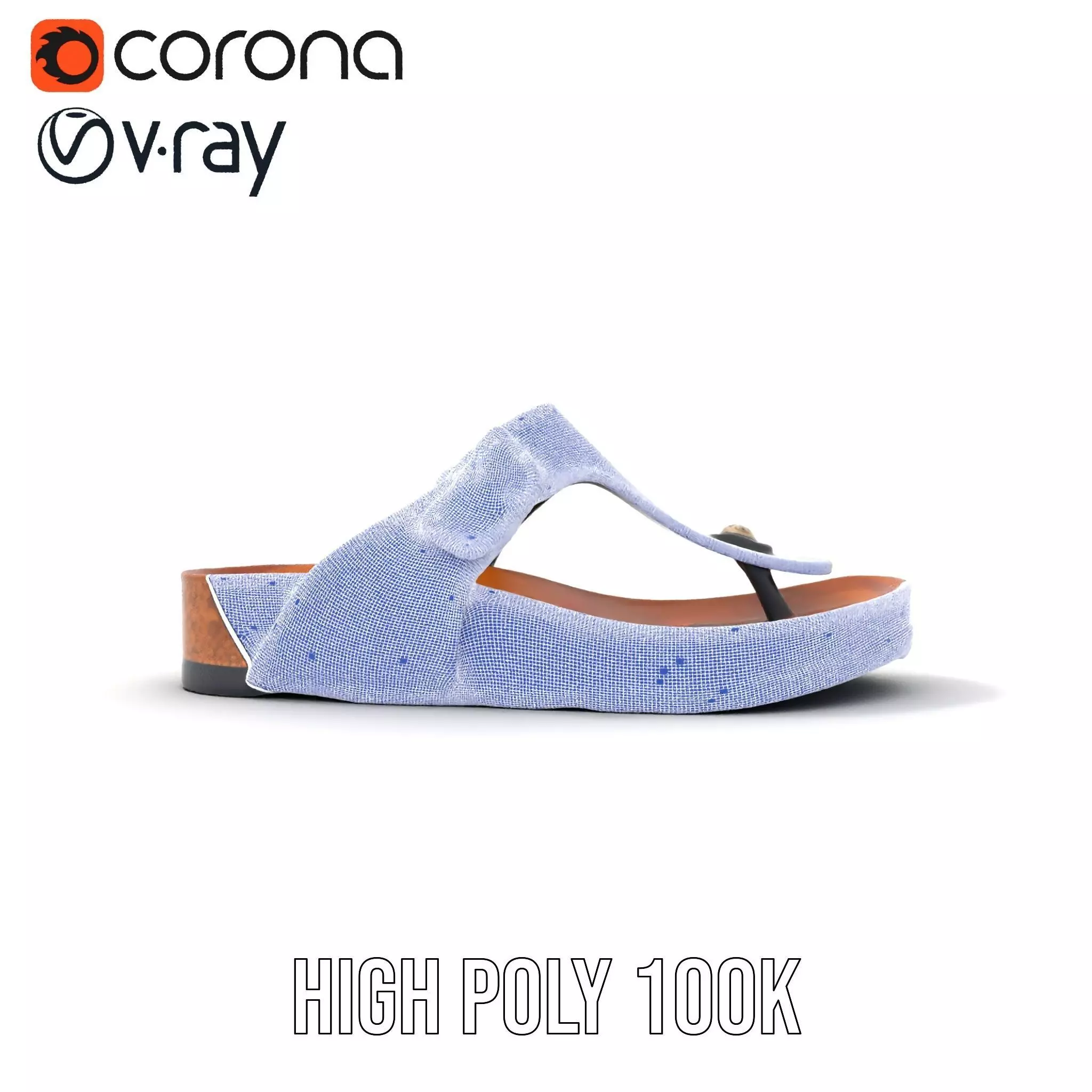 Navy Cork Sandal model pack Low-poly 3D model_32