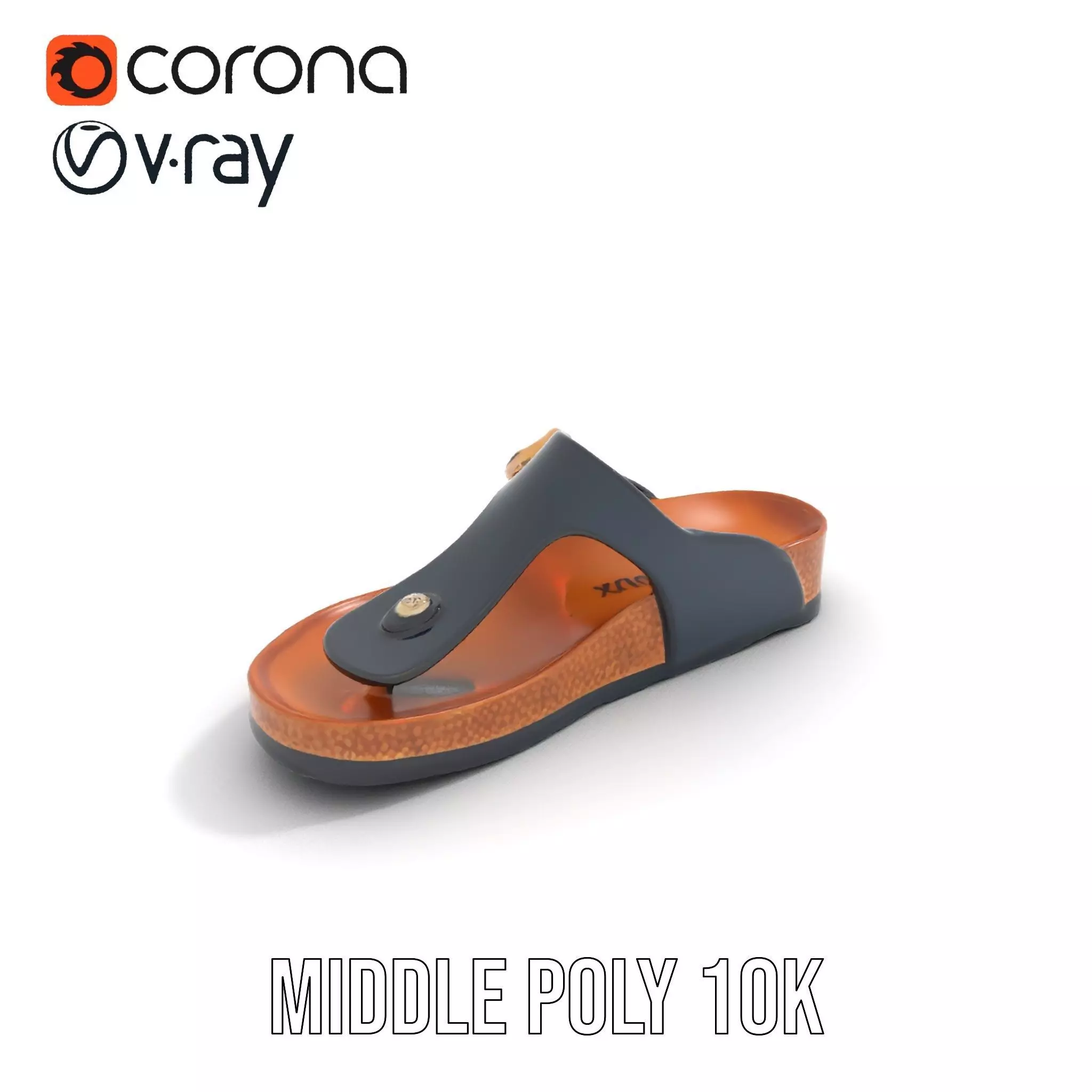 Navy Cork Sandal model pack Low-poly 3D model_5