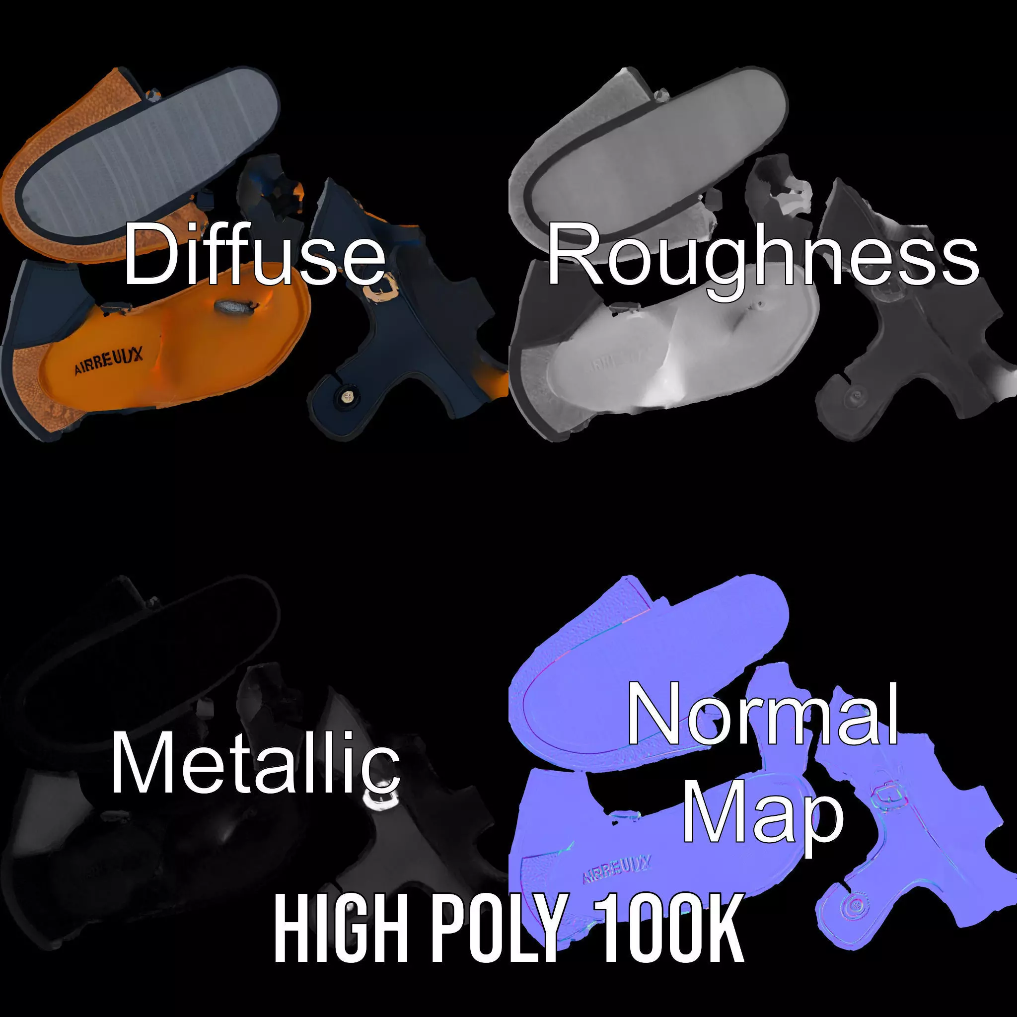 Navy Cork Sandal model pack Low-poly 3D model_3