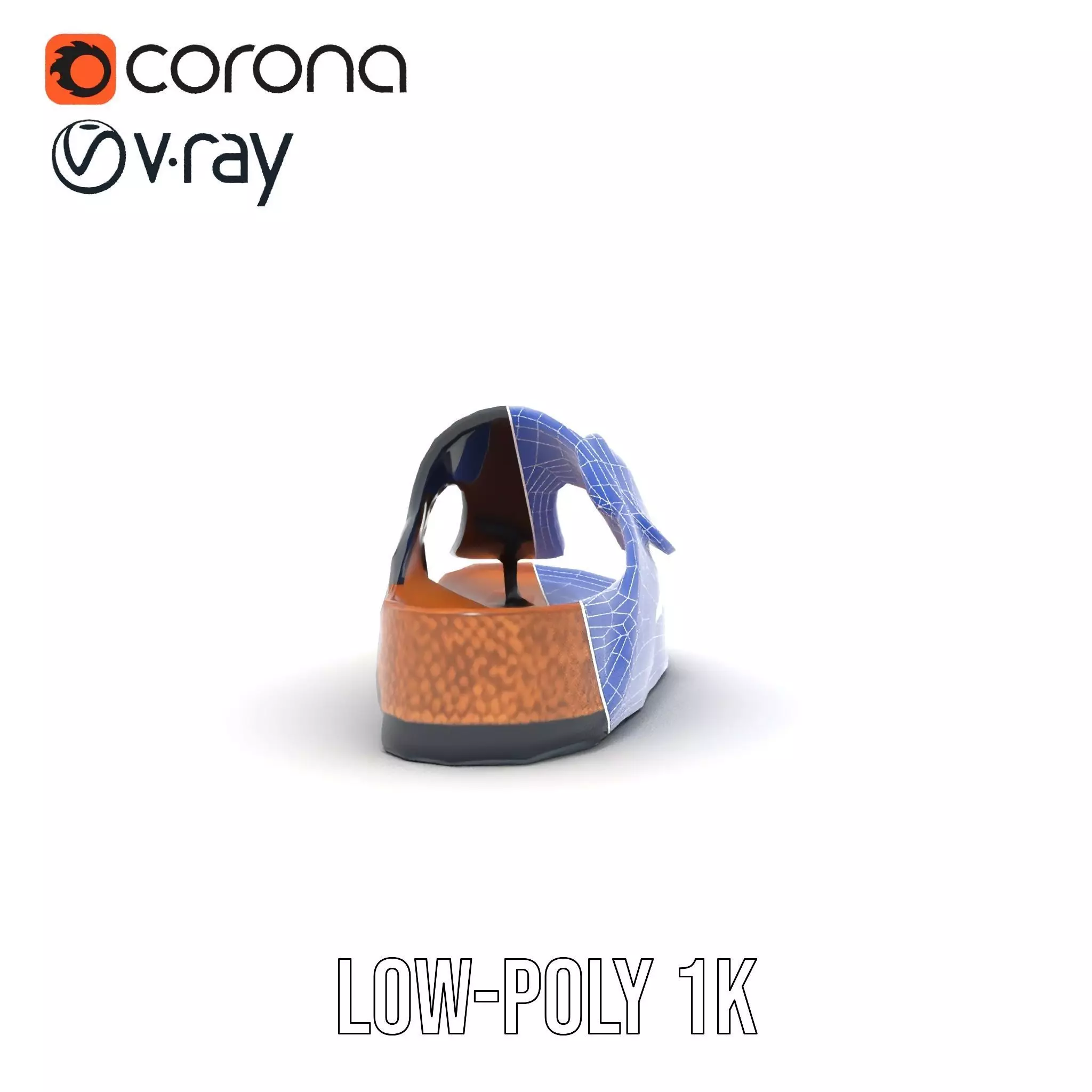 Navy Cork Sandal model pack Low-poly 3D model_28