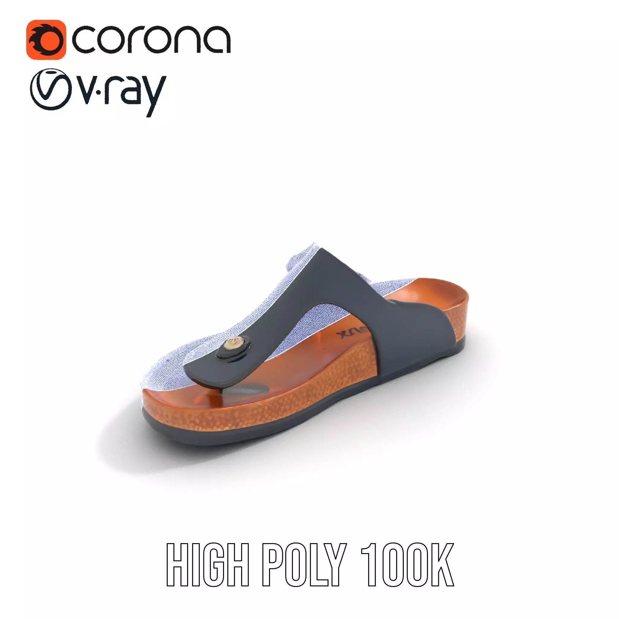 Navy Cork Sandal model pack Low-poly 3D model_34