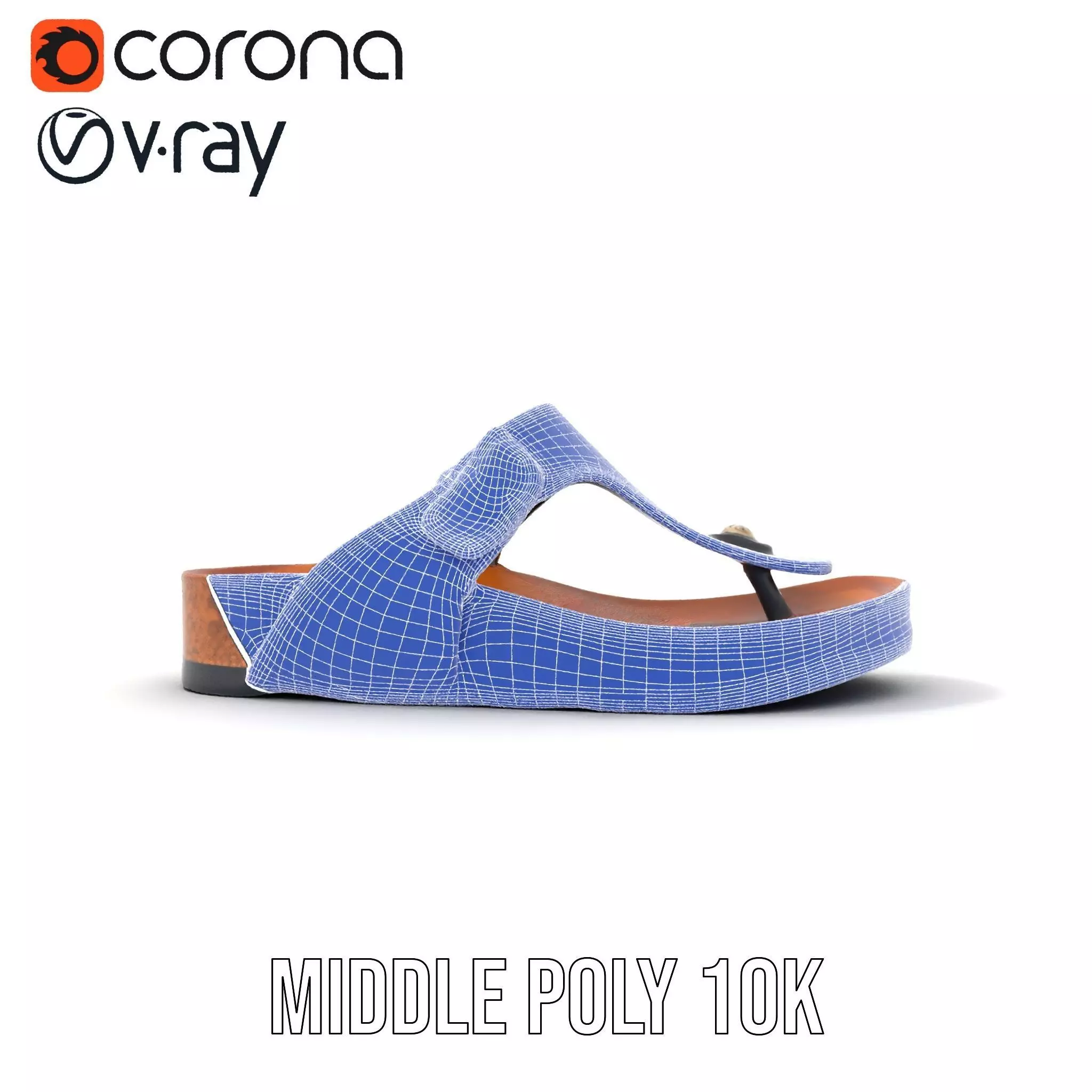 Navy Cork Sandal model pack Low-poly 3D model_30