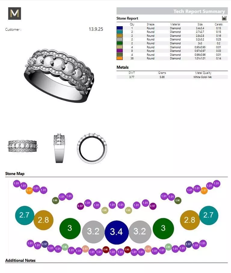 Classic Multi Stone Diamond Ring 3D print model_5