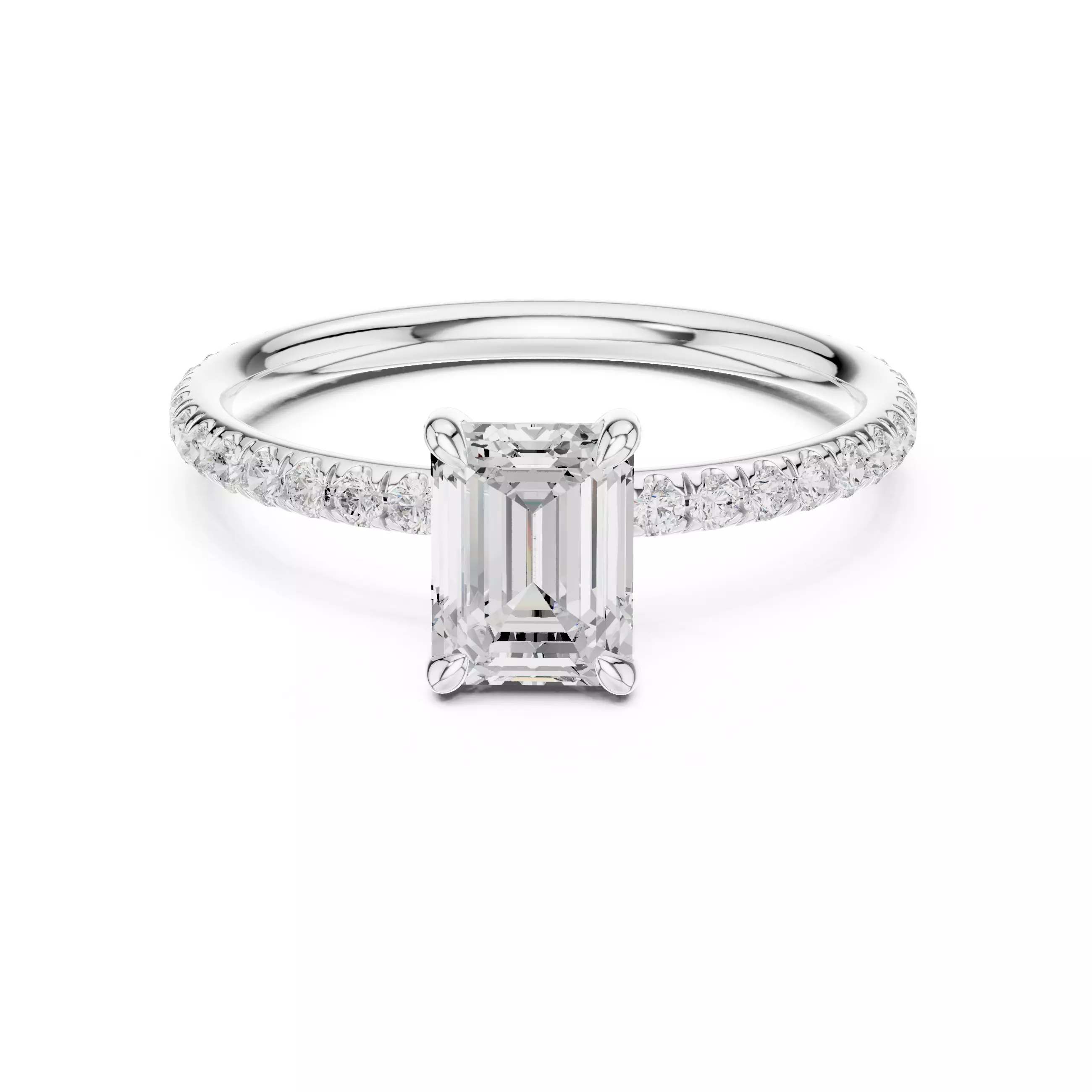 1CT Emerald Diamond Round Cut Pave Band Ring 3DM STL Video 3D print model_2