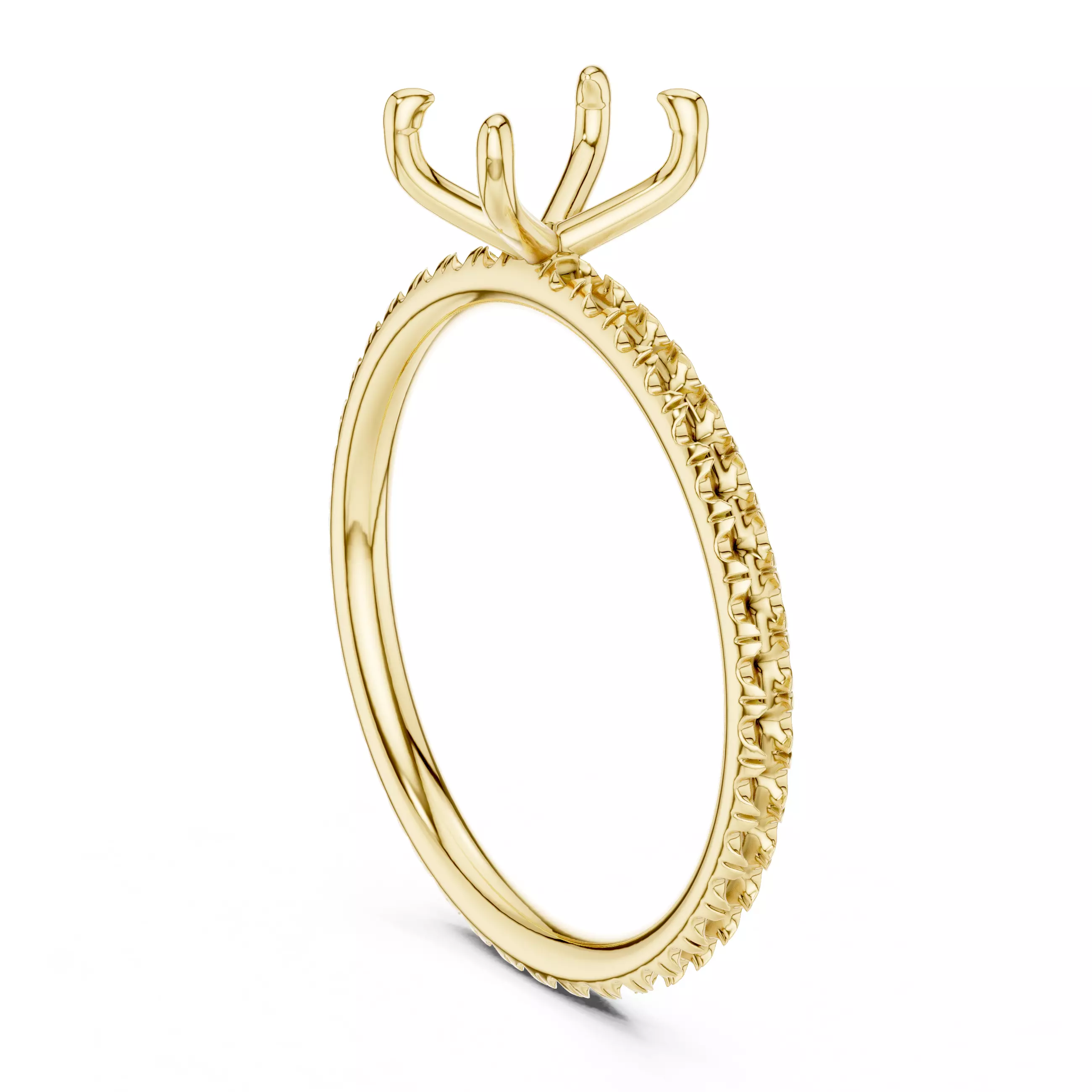 1CT Emerald Diamond Round Cut Pave Band Ring 3DM STL Video 3D print model_6