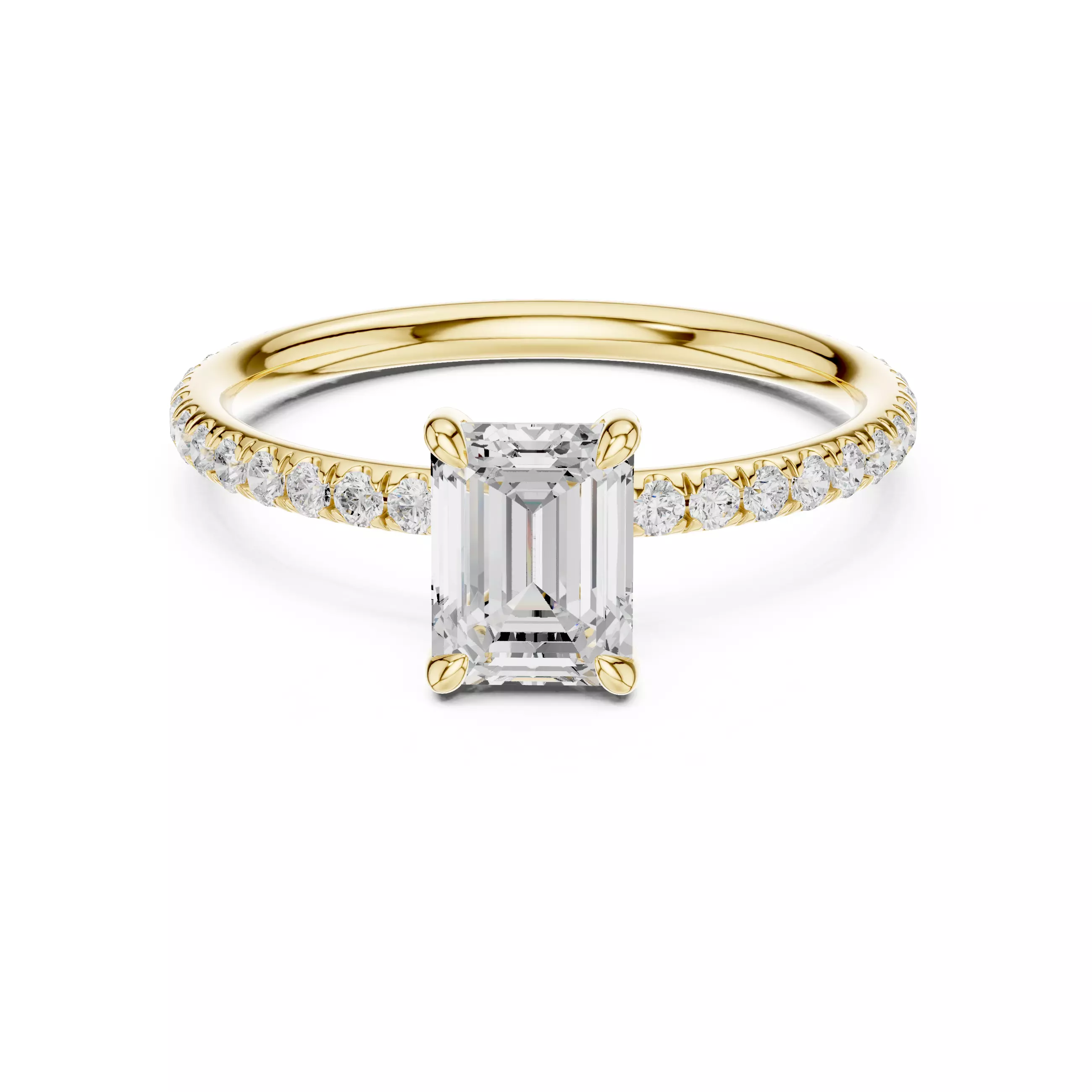 1CT Emerald Diamond Round Cut Pave Band Ring 3DM STL Video 3D print model_1