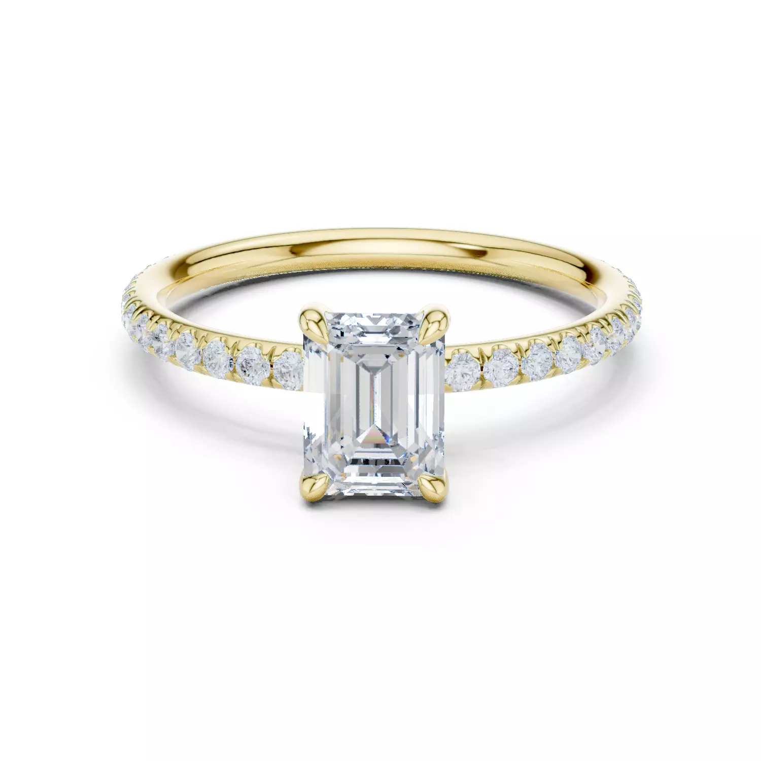 1CT Emerald Diamond Round Cut Pave Band Ring 3DM STL Video 3D print model_13