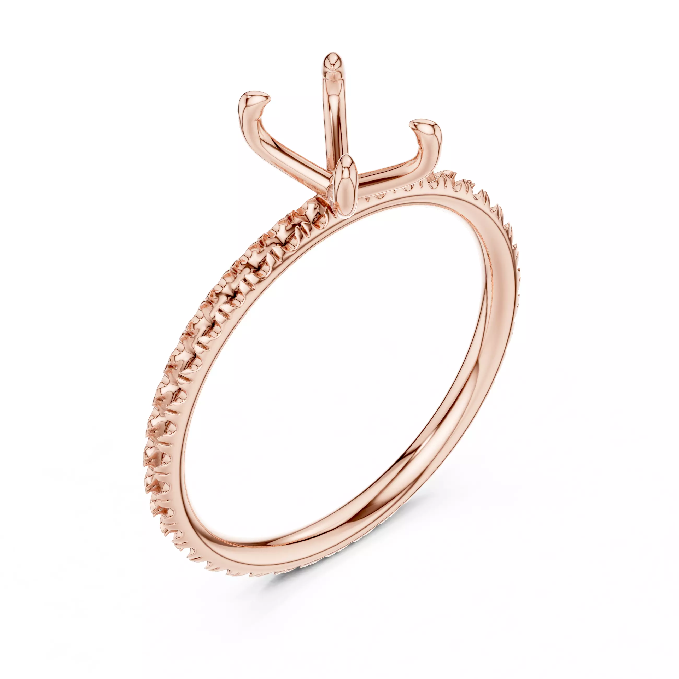 1CT Emerald Diamond Round Cut Pave Band Ring 3DM STL Video 3D print model_4