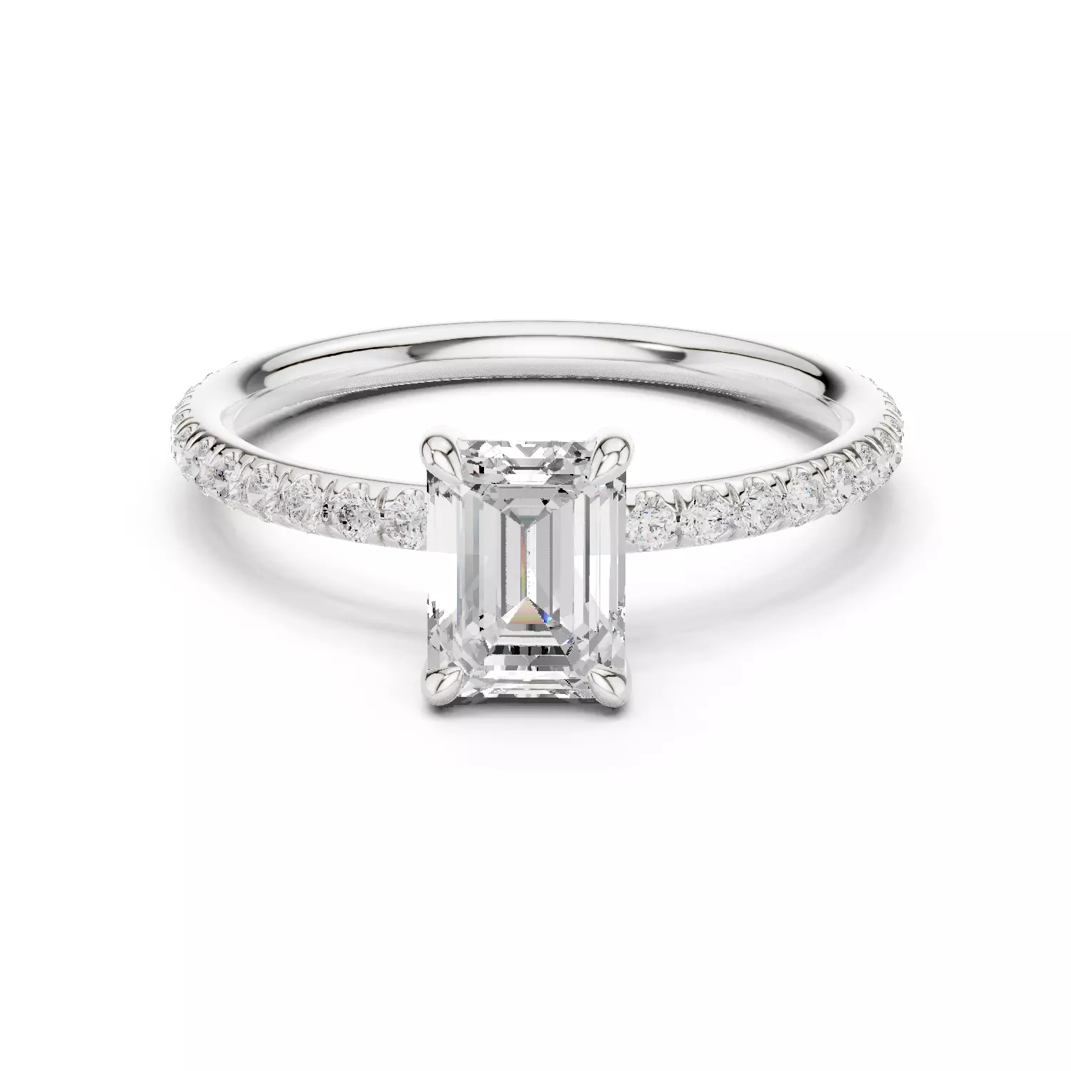 1CT Emerald Diamond Round Cut Pave Band Ring 3DM STL Video 3D print model_14