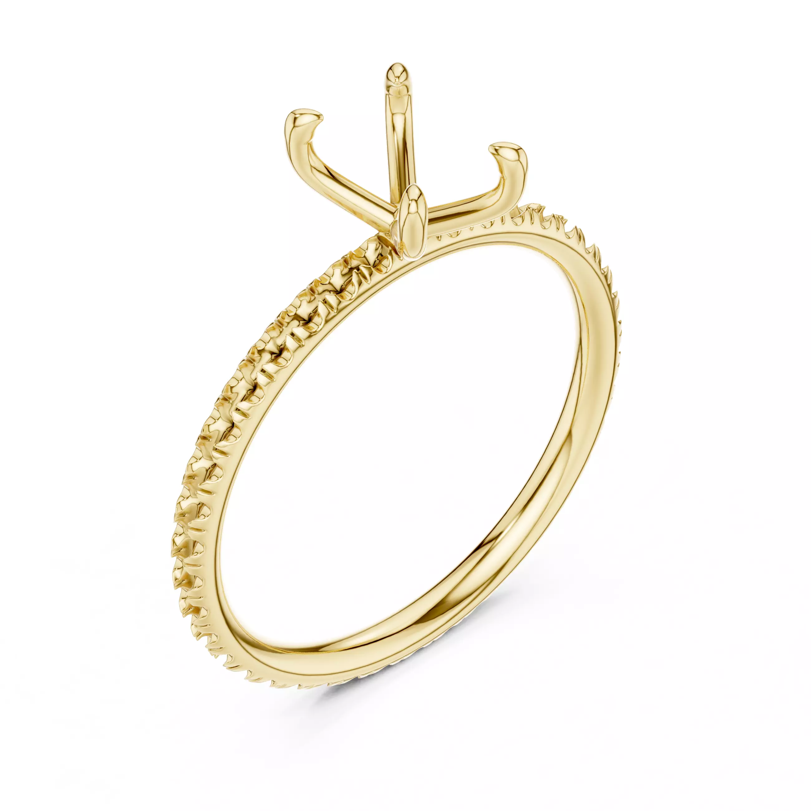 1CT Emerald Diamond Round Cut Pave Band Ring 3DM STL Video 3D print model_7