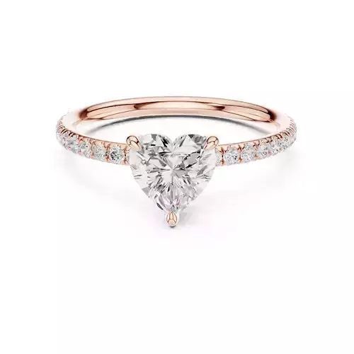 1CT Heart Cut Diamond Round  Pave Shank Wedding Ring File Video 3D print model