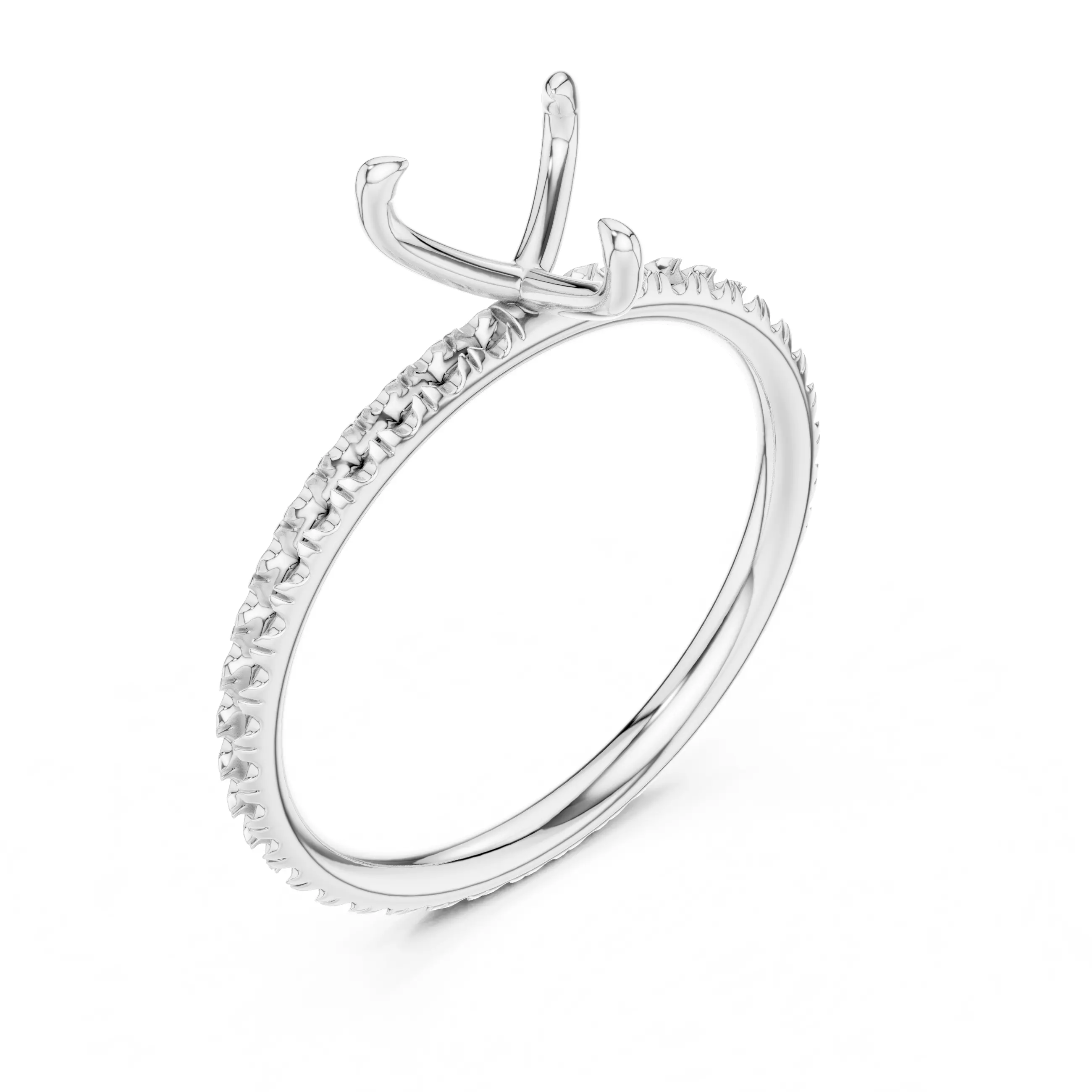 1CT Heart Cut Diamond Round  Pave Shank Wedding Ring File Video 3D print model_10