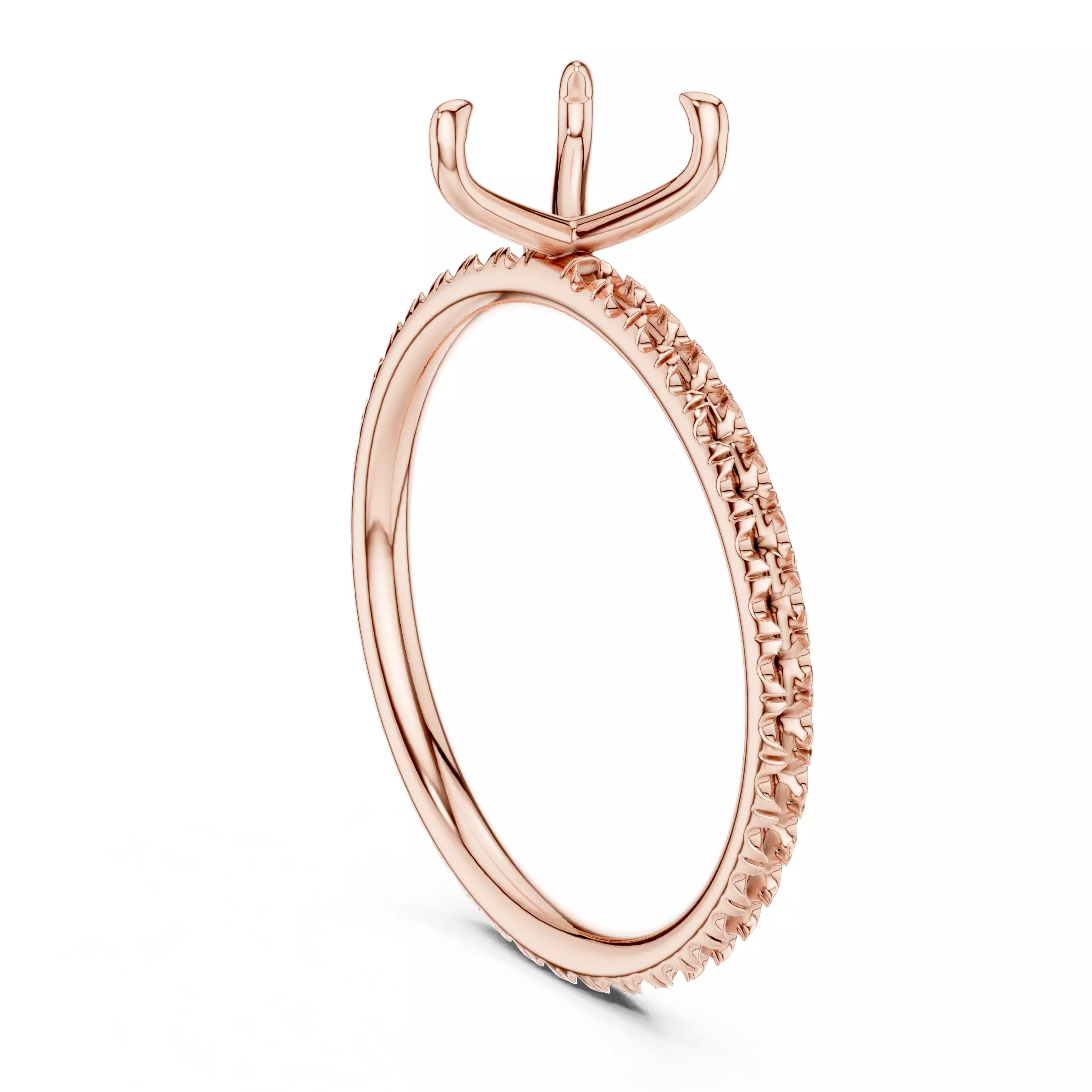 1CT Heart Cut Diamond Round  Pave Shank Wedding Ring File Video 3D print model_3