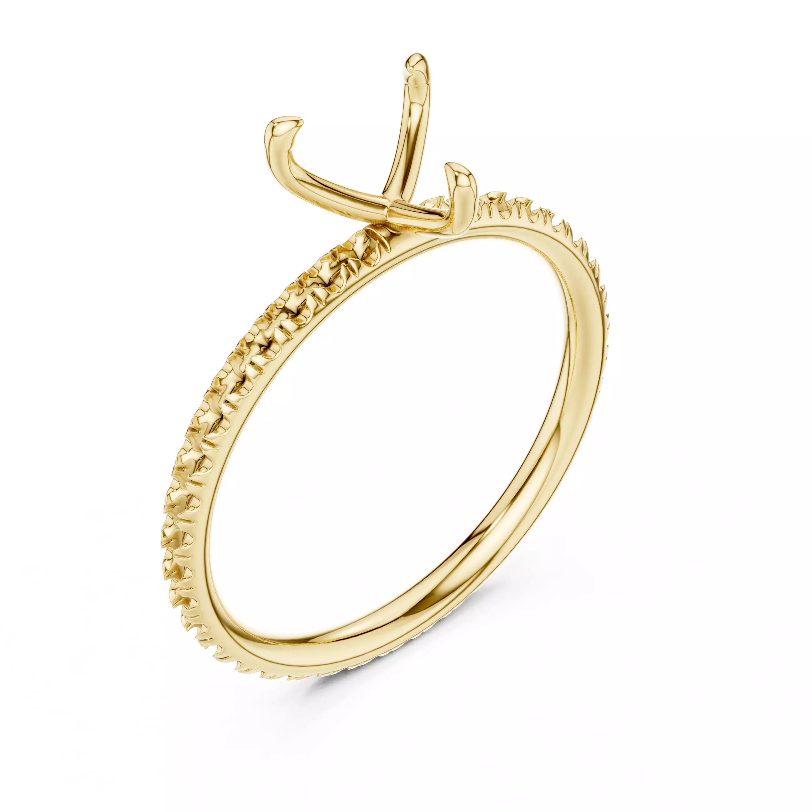 1CT Heart Cut Diamond Round  Pave Shank Wedding Ring File Video 3D print model_7