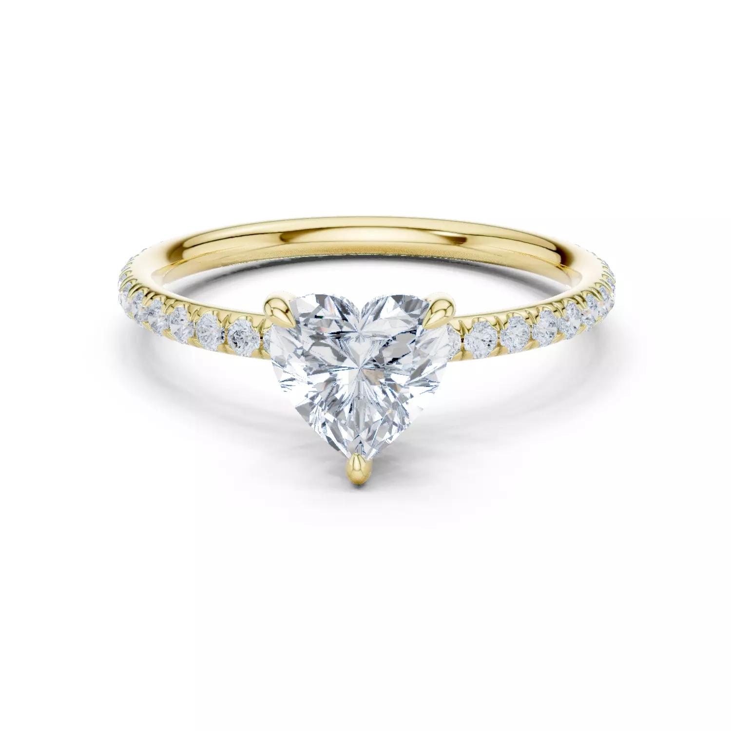 1CT Heart Cut Diamond Round  Pave Shank Wedding Ring File Video 3D print model_13