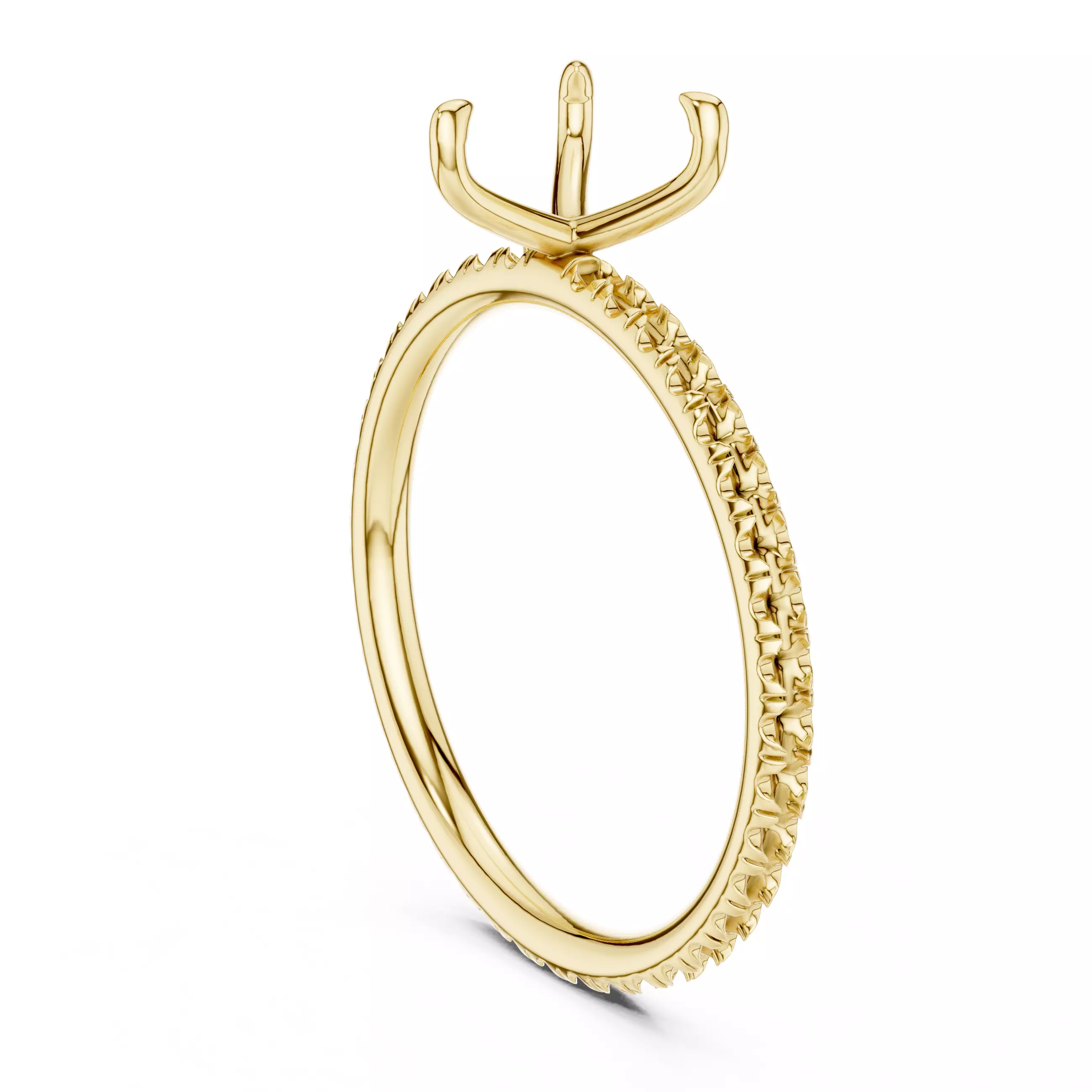 1CT Heart Cut Diamond Round  Pave Shank Wedding Ring File Video 3D print model_6