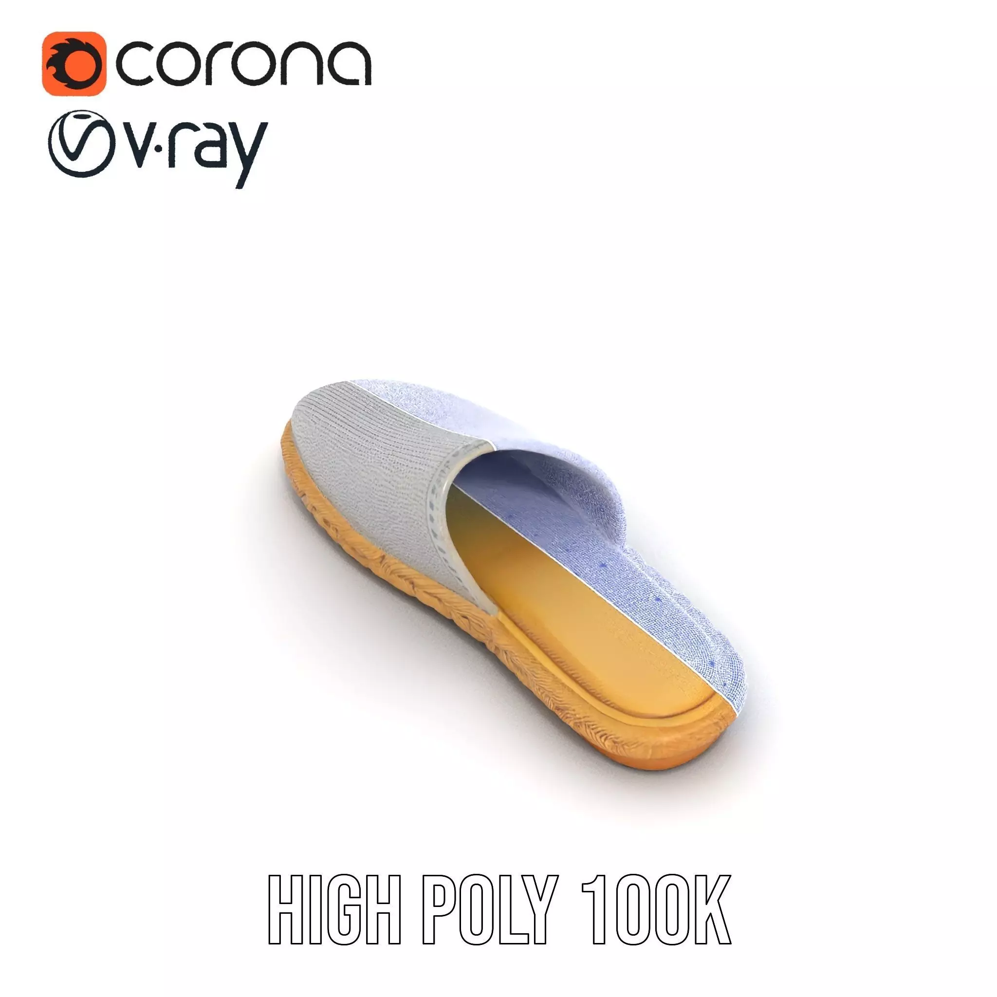 White Woven Slipper model pack Low-poly 3D model_26