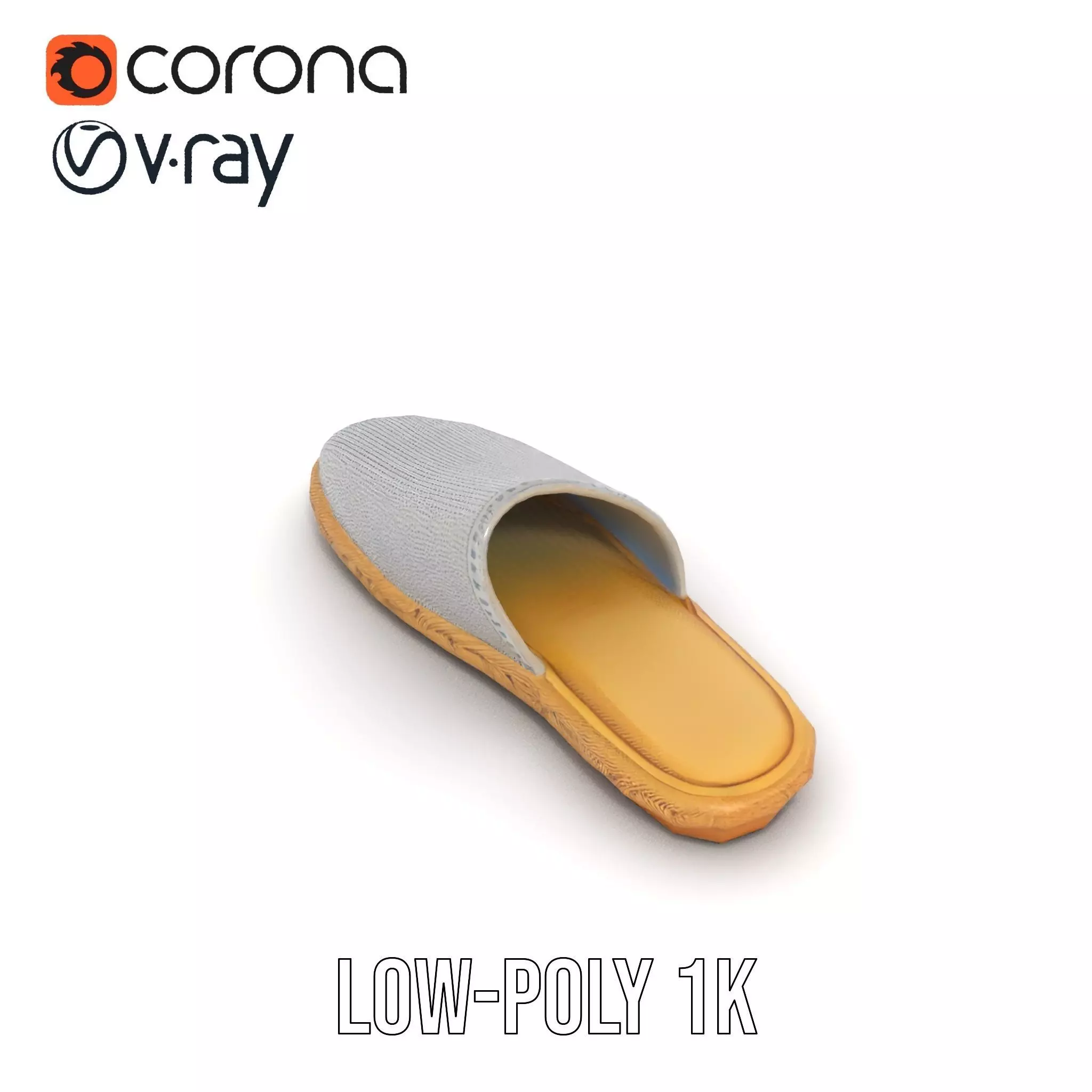 White Woven Slipper model pack Low-poly 3D model_9