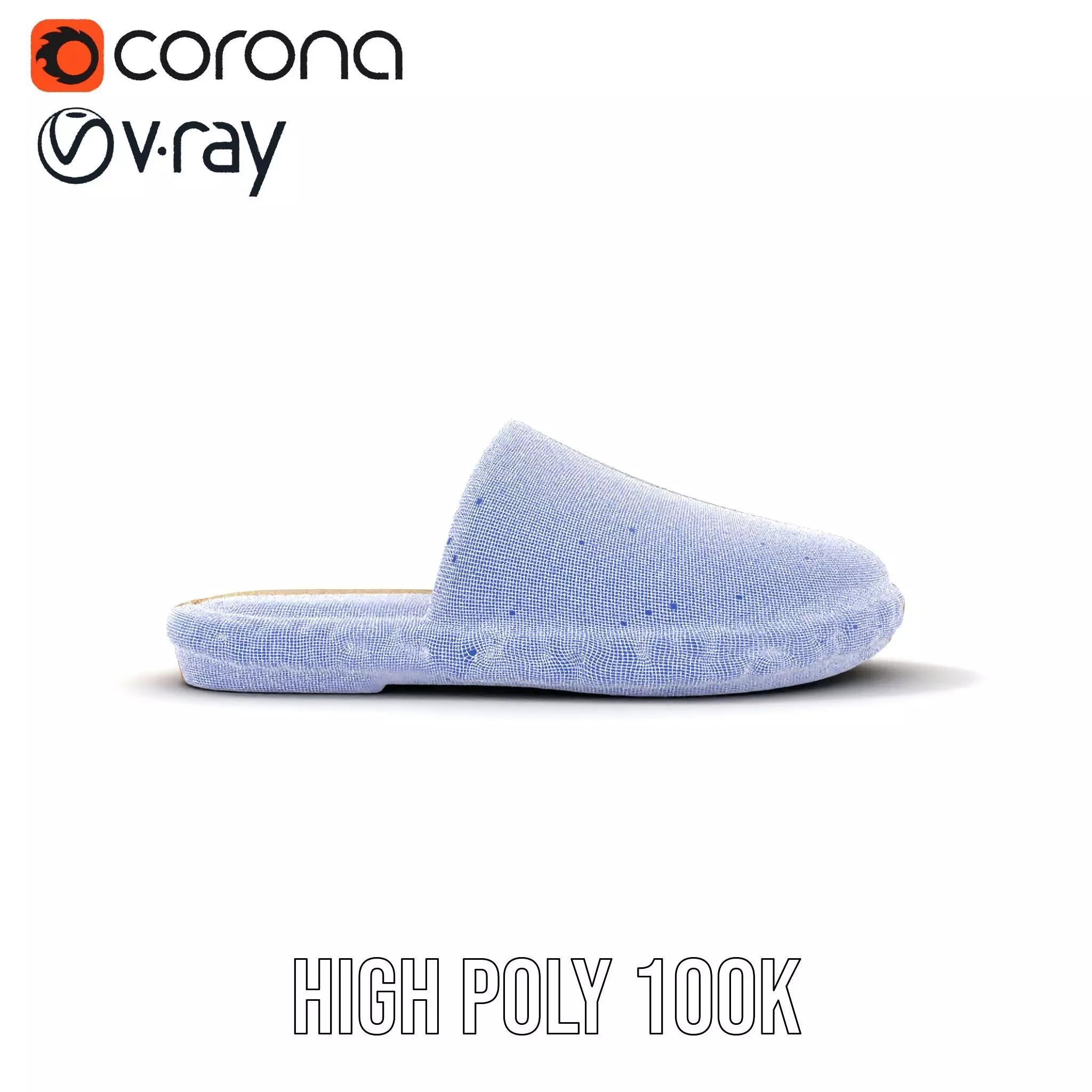 White Woven Slipper model pack Low-poly 3D model_32