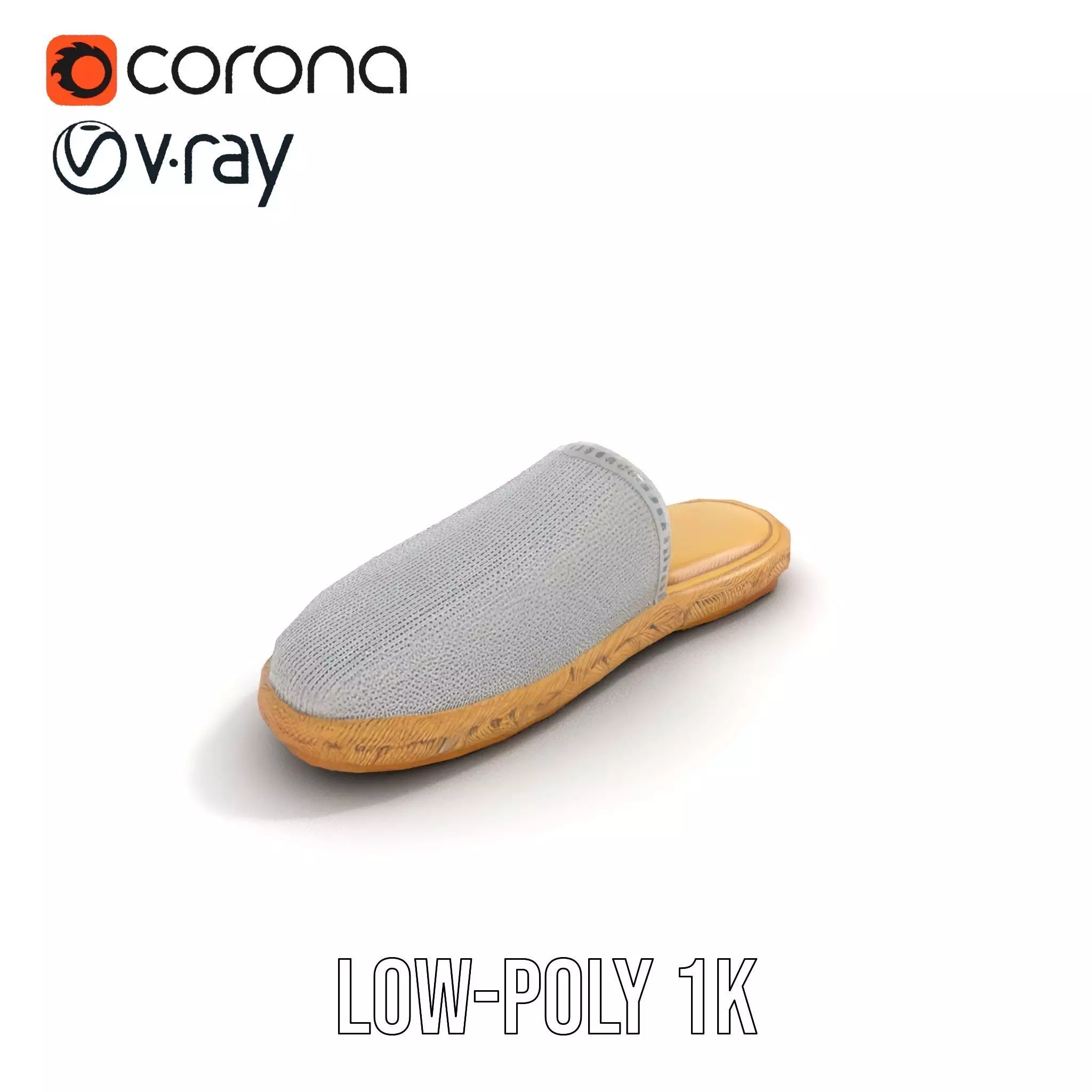 White Woven Slipper model pack Low-poly 3D model_12