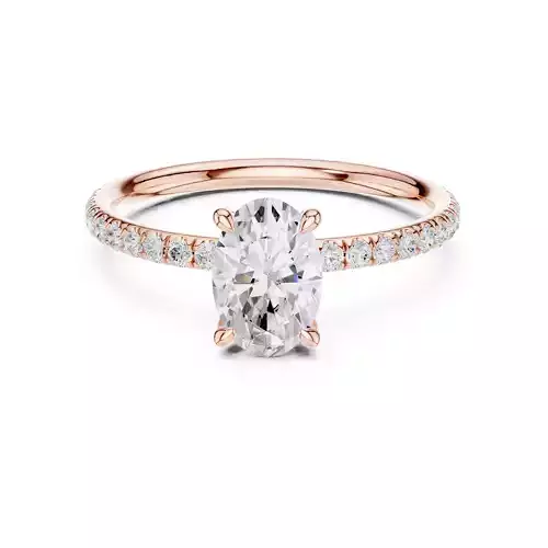 Oval Cut Diamond Round Pave Shank Wedding Ring 3DM STL Video