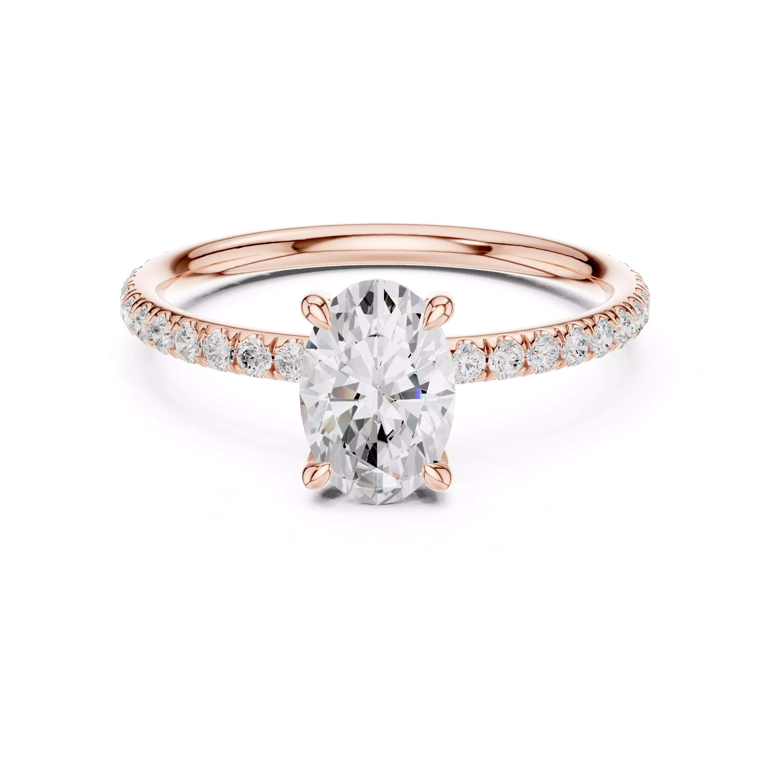 Oval Cut Diamond Round Pave Shank Wedding Ring 3DM STL Video 3D print model
