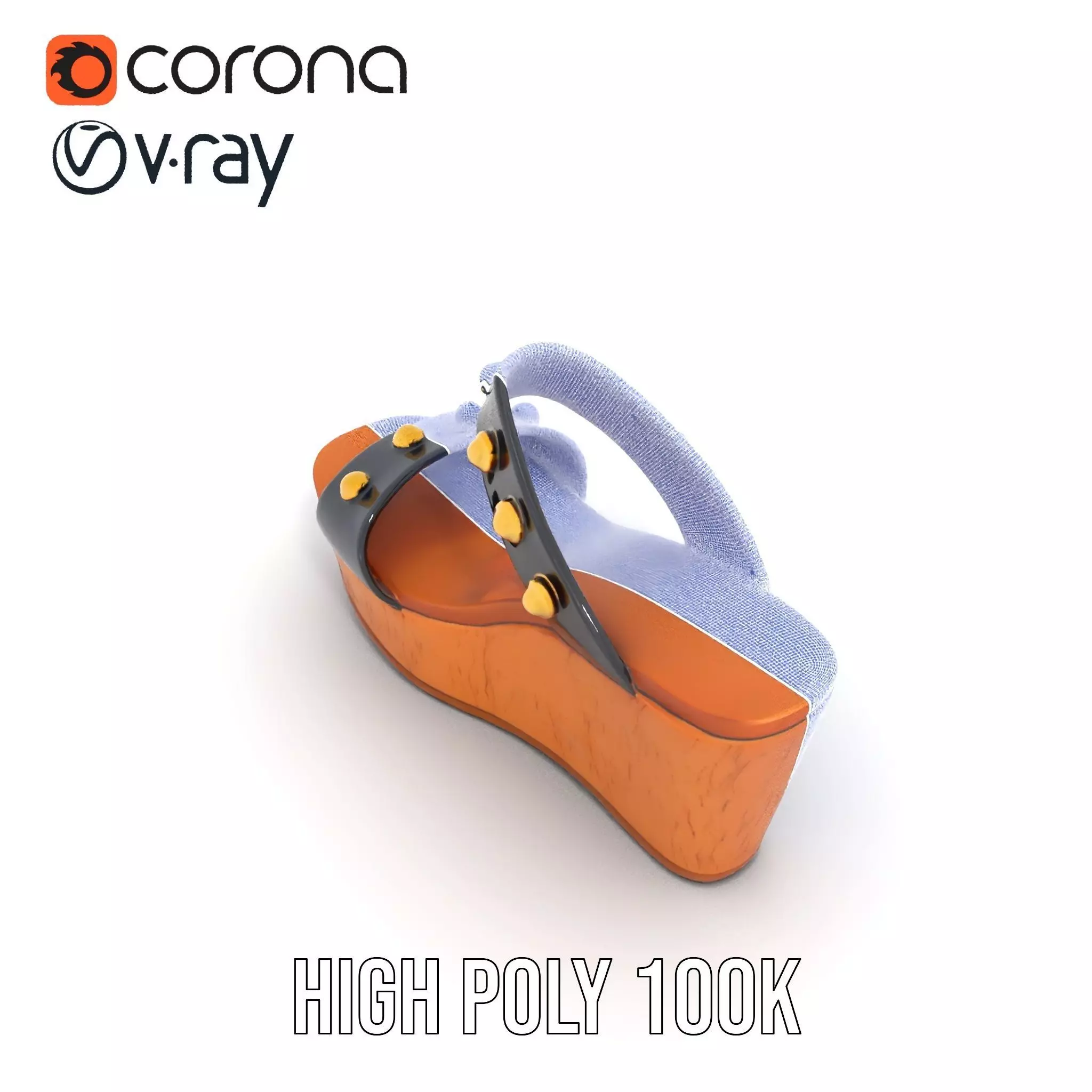 Studded Wedge Sandal model pack Low-poly 3D model_23