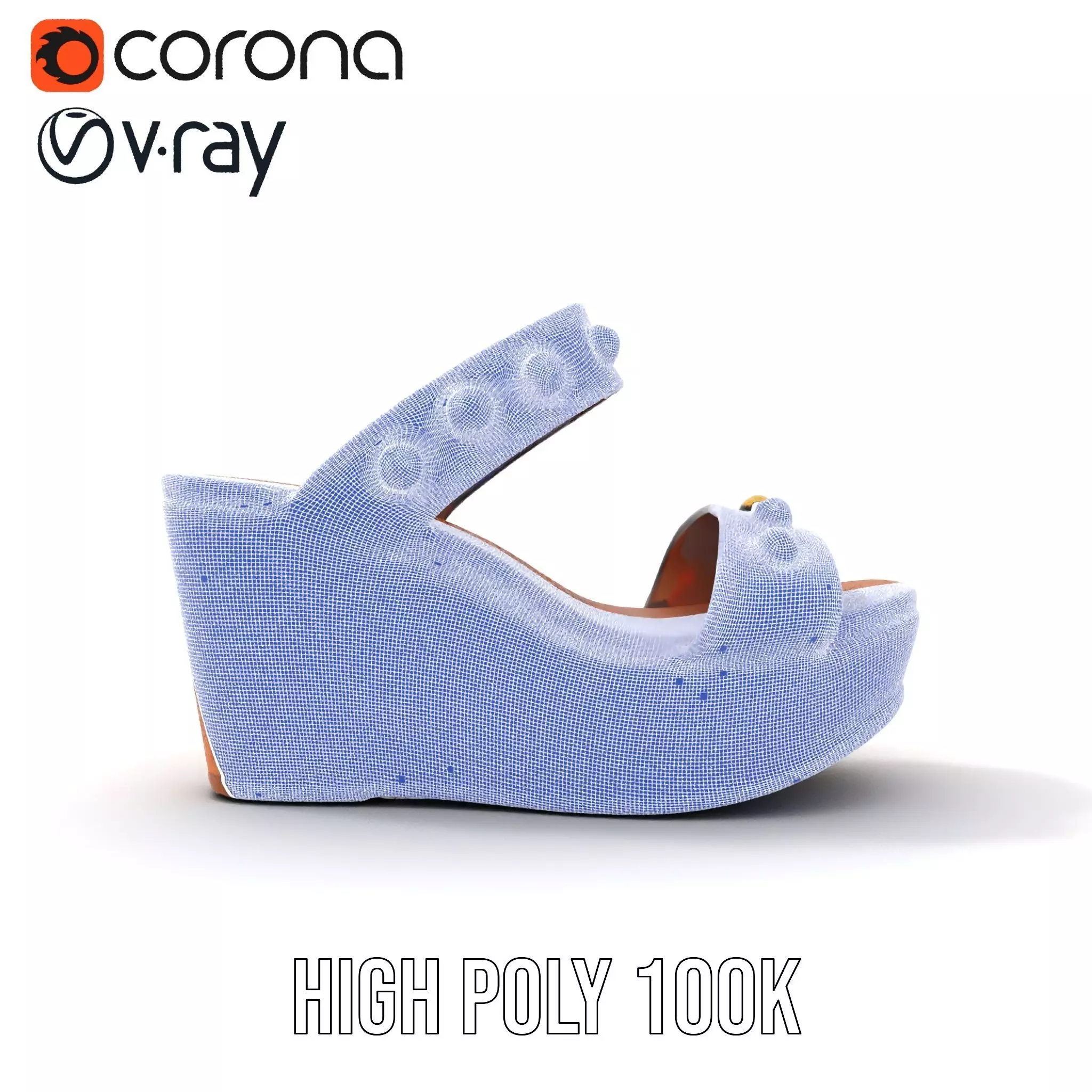 Studded Wedge Sandal model pack Low-poly 3D model_33