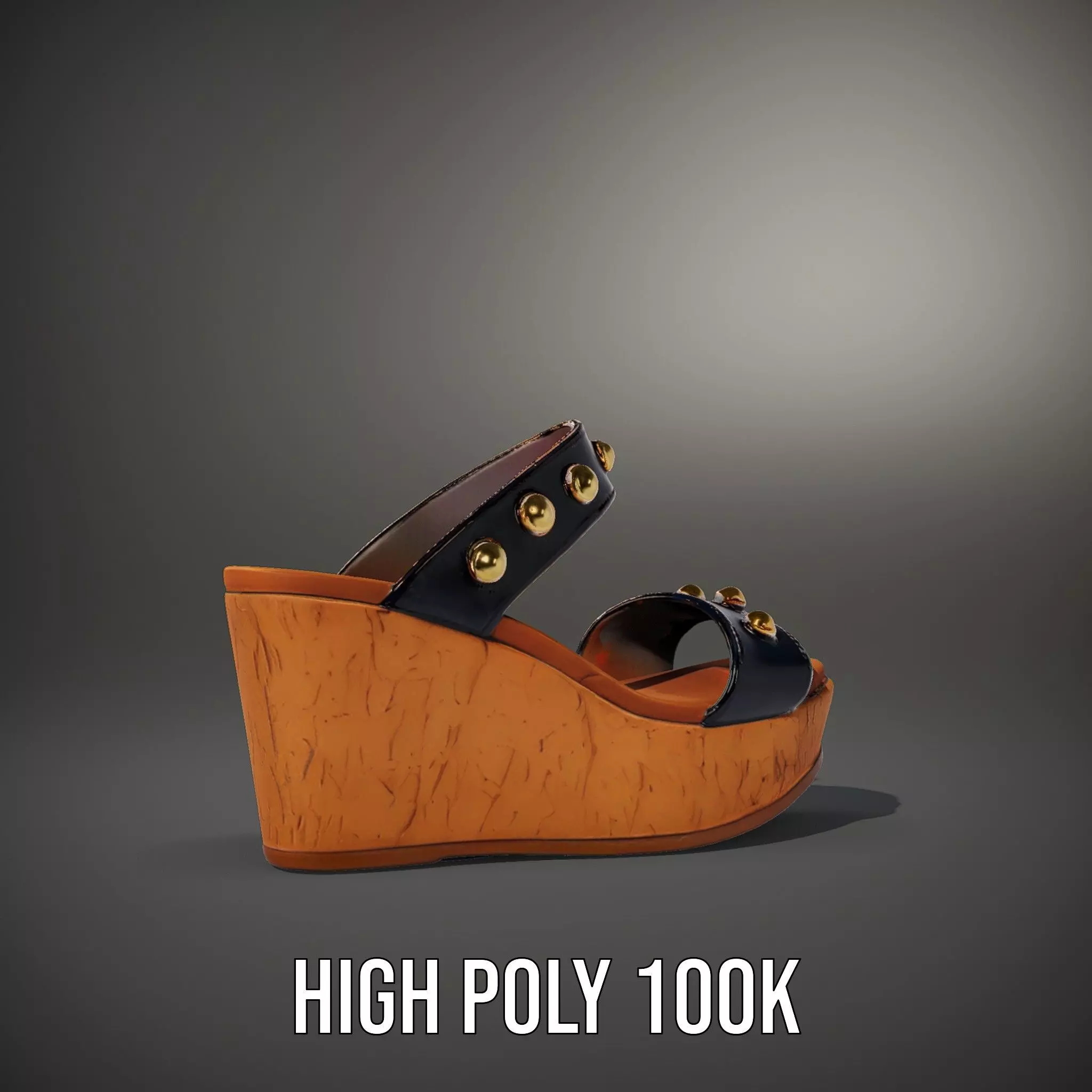 Studded Wedge Sandal model pack Low-poly 3D model_10