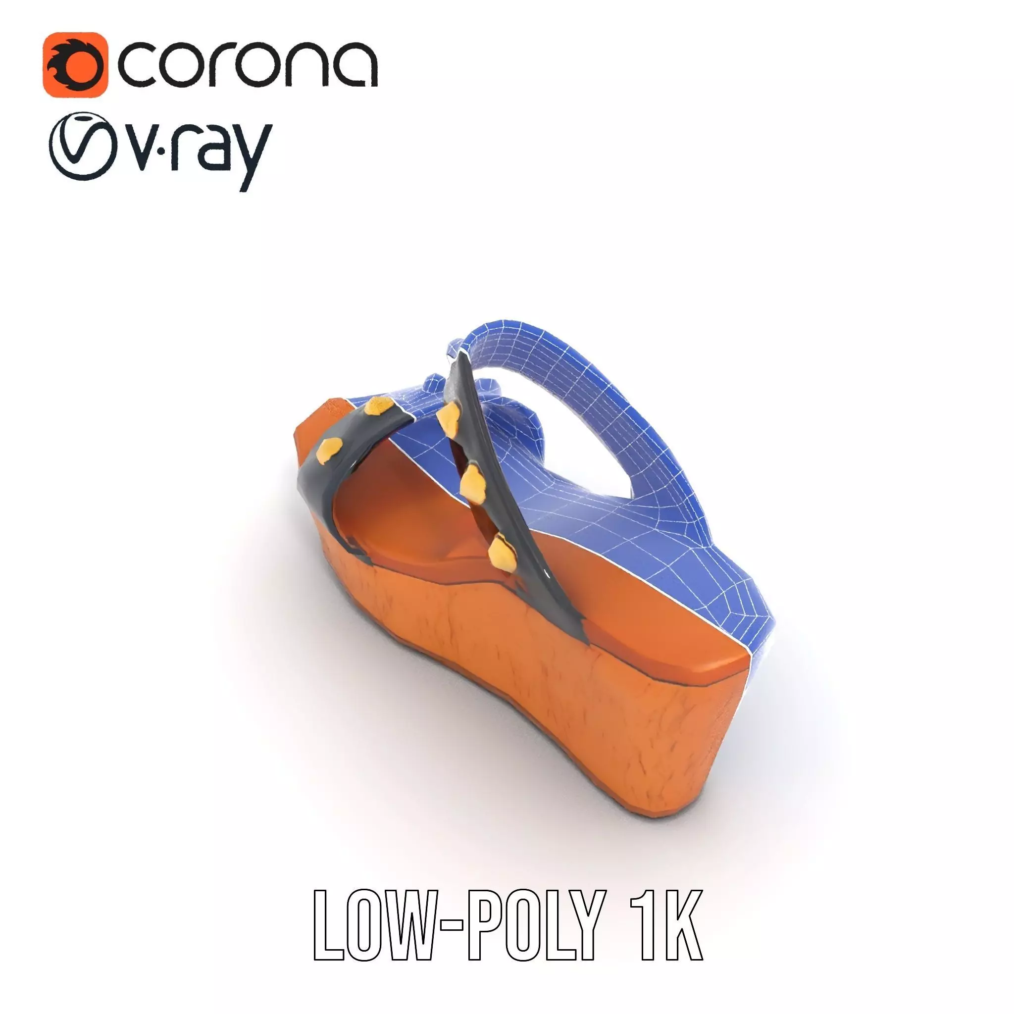 Studded Wedge Sandal model pack Low-poly 3D model_17