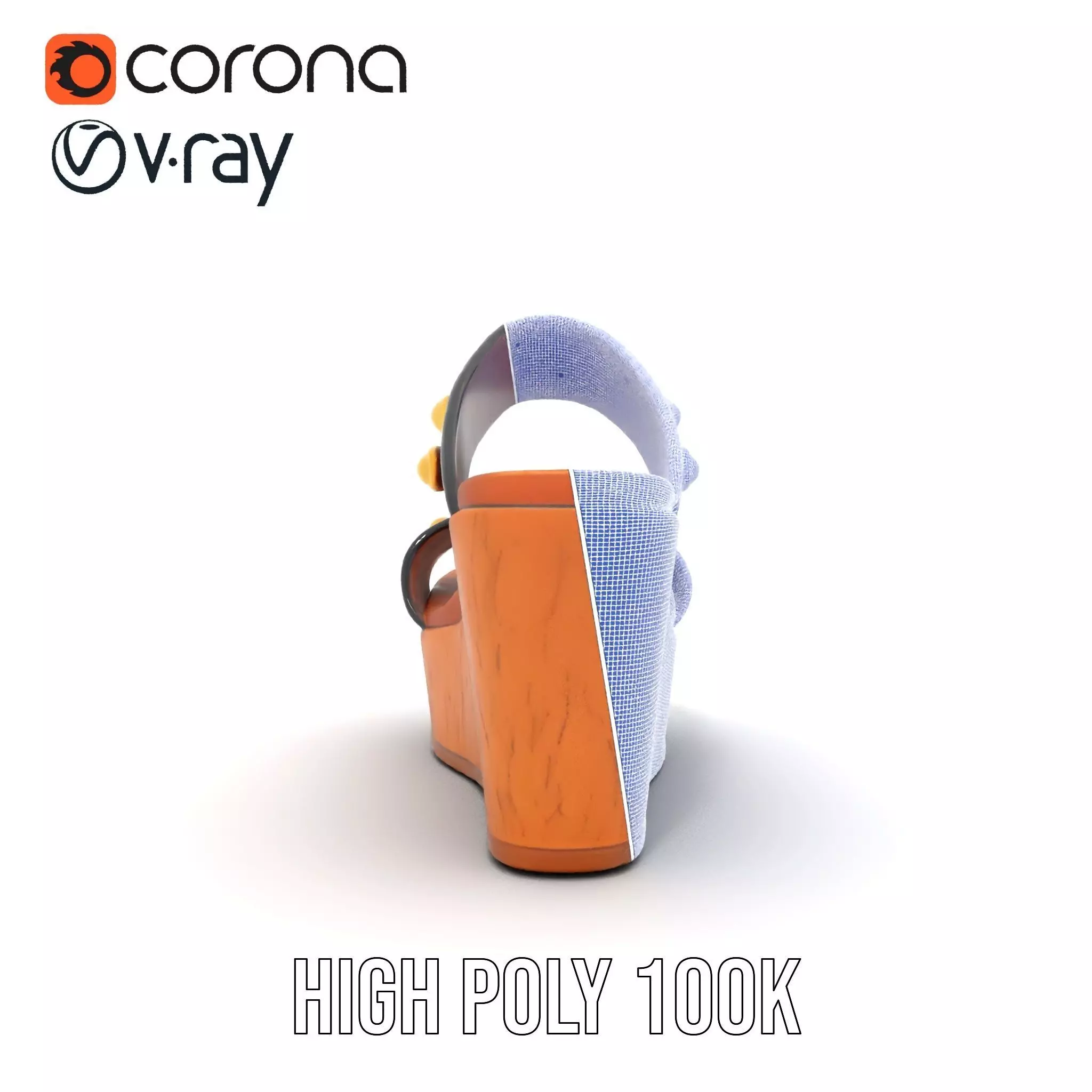 Studded Wedge Sandal model pack Low-poly 3D model_34